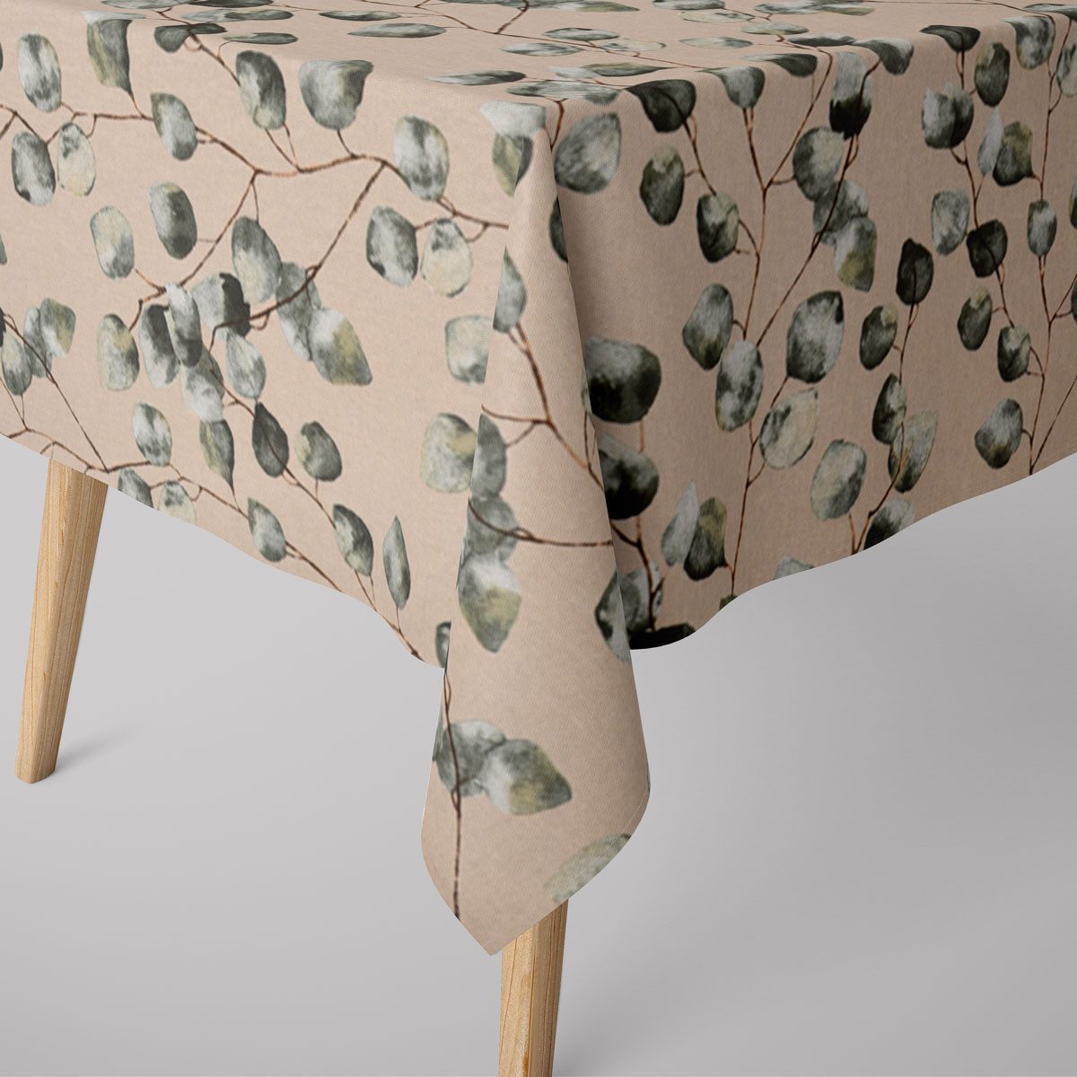 SCHÖNER LEBEN. Tischdecke SCHÖNER LEBEN. Tischdecke Eukalyptus Leaves Eukalyptusblätter natur g, handmade