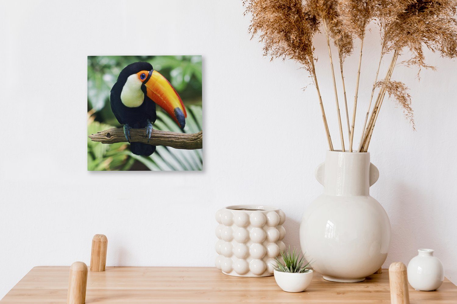 OneMillionCanvasses® Wohnzimmer Ein Leinwandbild für einem Tukan schaut St), Schlafzimmer Ast (1 Bilder herunter, Leinwand von