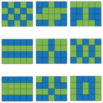LittleTom Puzzlematte 18 Teile Baby Kinder Puzzlematte ab Null - 30x30cm, dunkelblau hellgrüne Matte