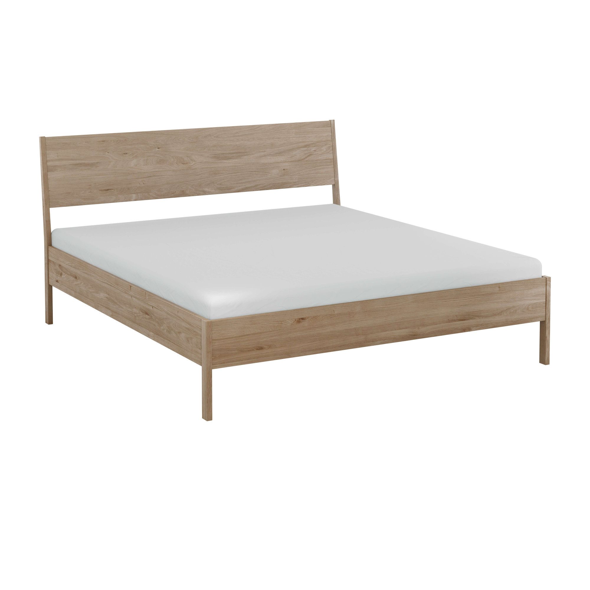 Home affaire Bett Bettgestell Nord Eichefurnier – skandinavisch, minimalistisches Design, Holzbett im nordischen Stil mit warmer Holzoptik