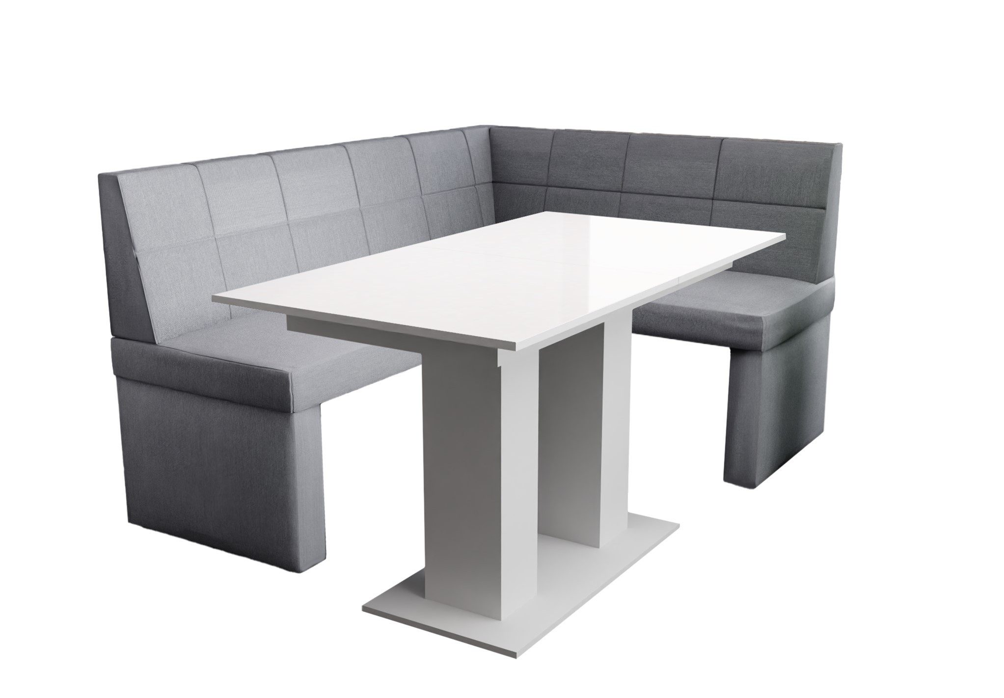 Fun Möbel Eckbankgruppe Eckbankgruppe „BLAKE XL“ Größe 196x142cm mit Tisch Weiß Hochglanz, ausziehbarer Tisch