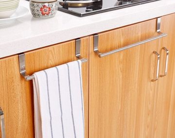 BAYLI Türgarderobe 2 x Geschirrtuchhalter zum Einhängen aus Edelstahl Küchenhandtuchhalte