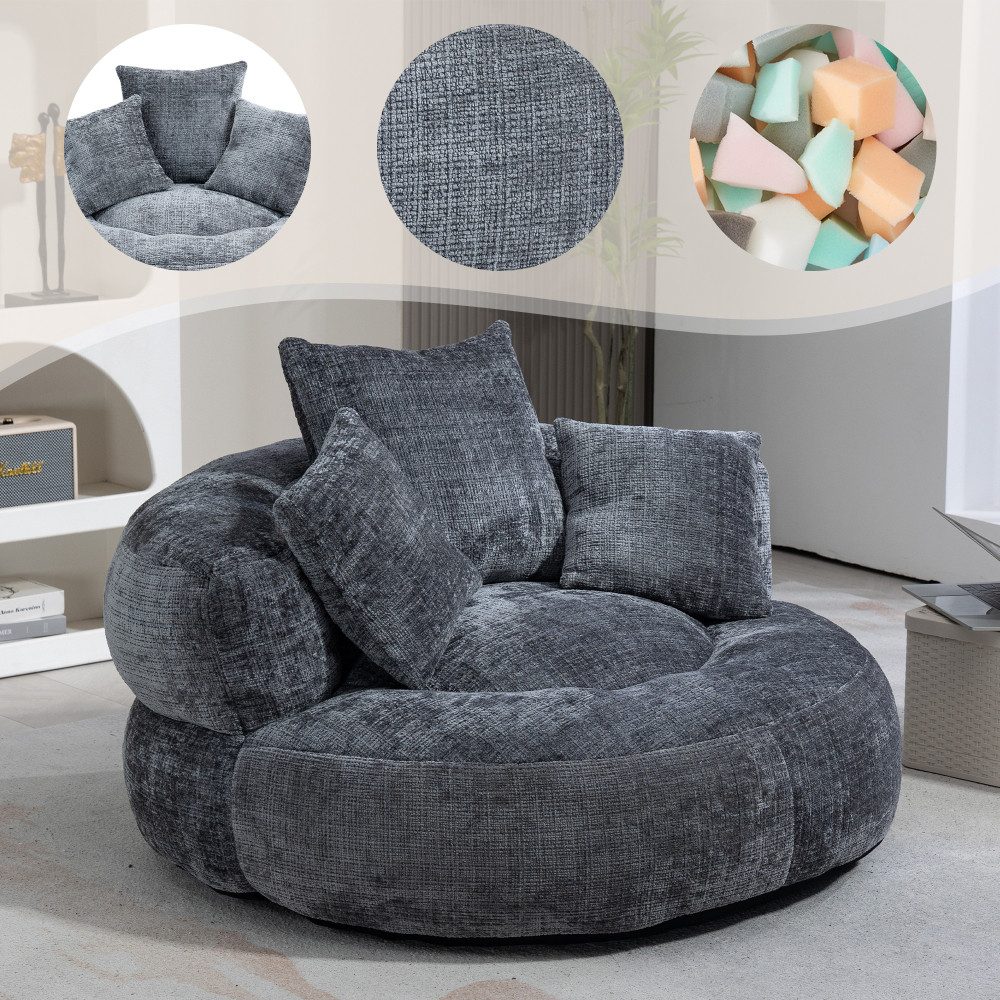 BBWL Sofa Lazy Sofa Sitzsack Sessel aus Chenille mit hohem Rücken, Gaming Lounger mit 3 Kissen für Schlafzimmer Büro Indoor Outdoor
