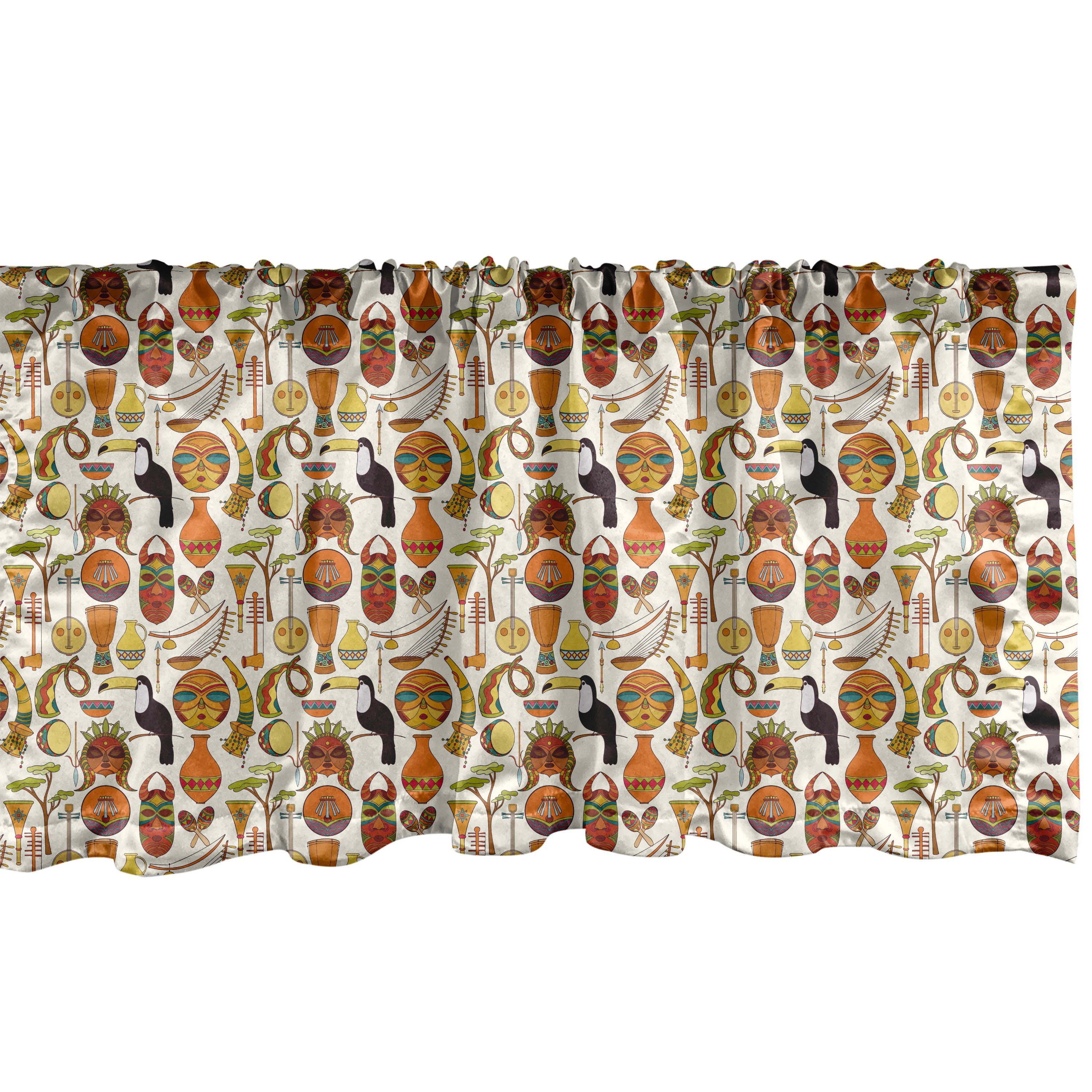 Scheibengardine Vorhang Volant für Küche Schlafzimmer Dekor mit Stangentasche, Abakuhaus, Microfaser, Ethnisch Artikel Tukane und Kultur | Scheibengardinen