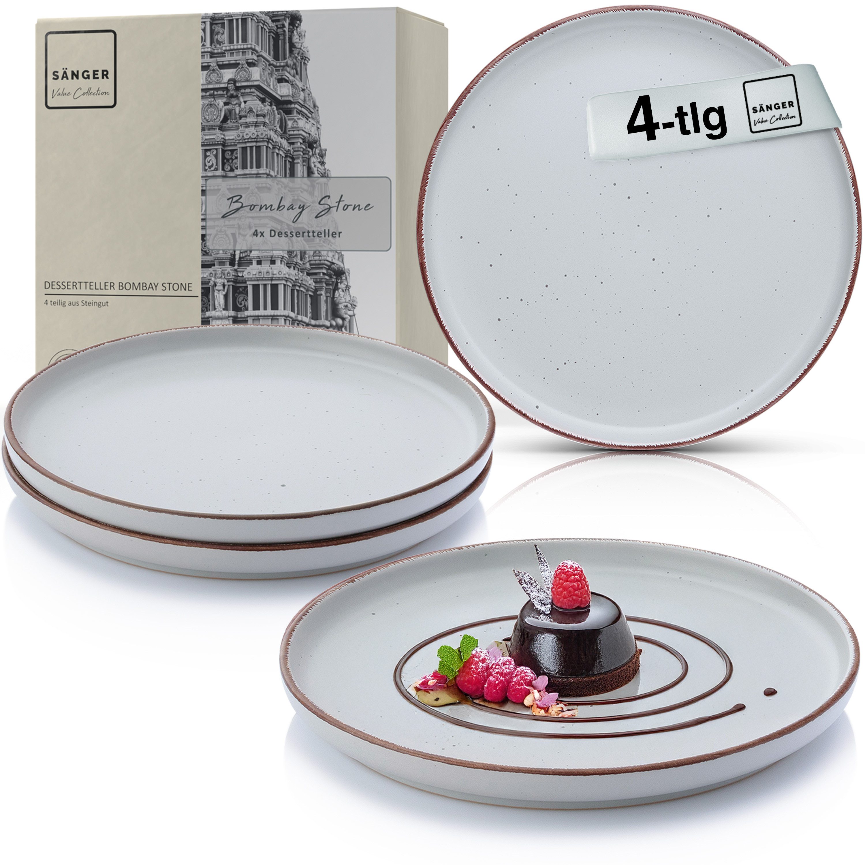 SÄNGER Тарелки Bombay, (4 St), Bombay Stone, 4x Десертная тарелка, Steingut, VALUE COLLECTION