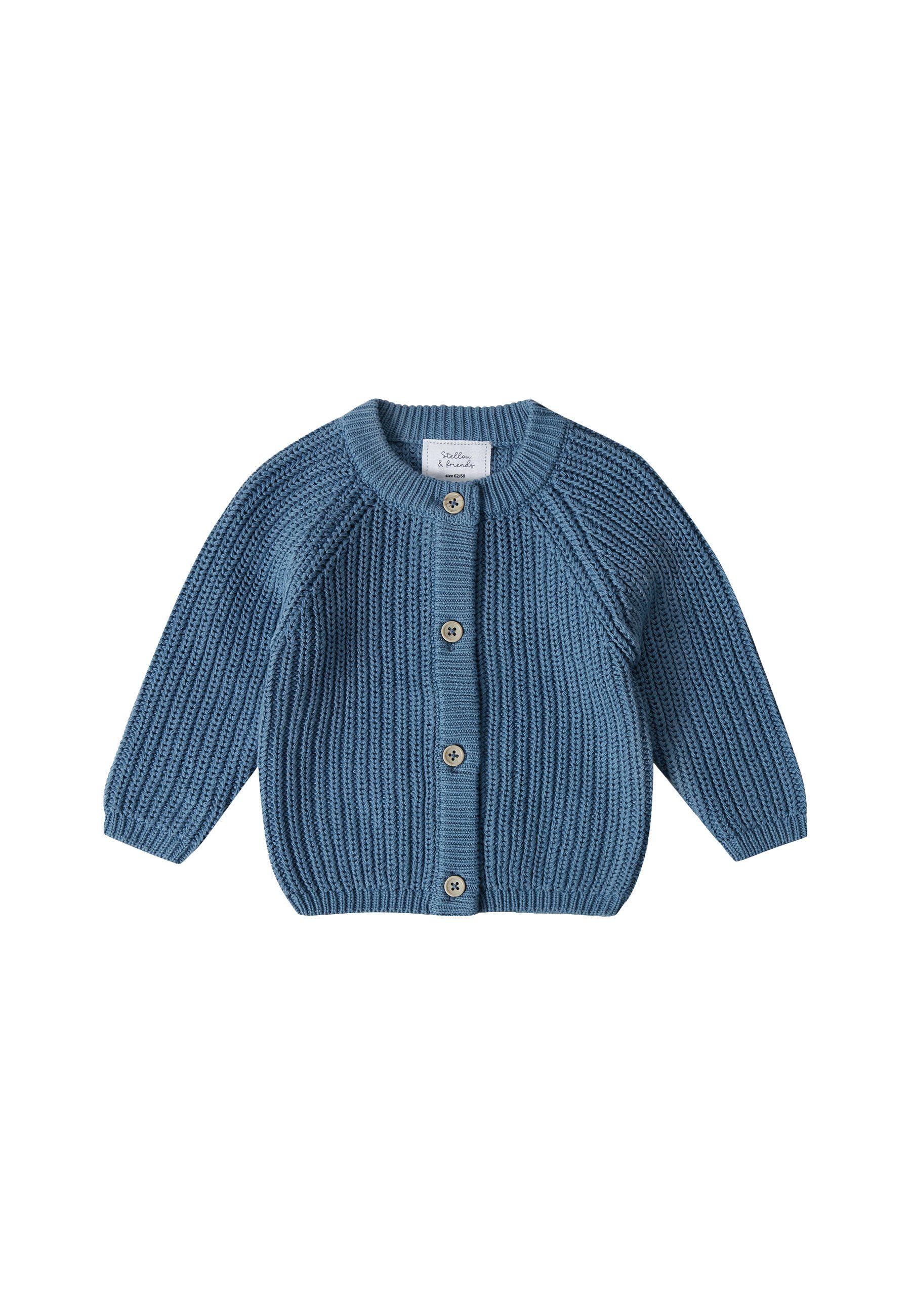 Stellou & friends Strickjacke Gerippte Strickjacke Ozeanblau