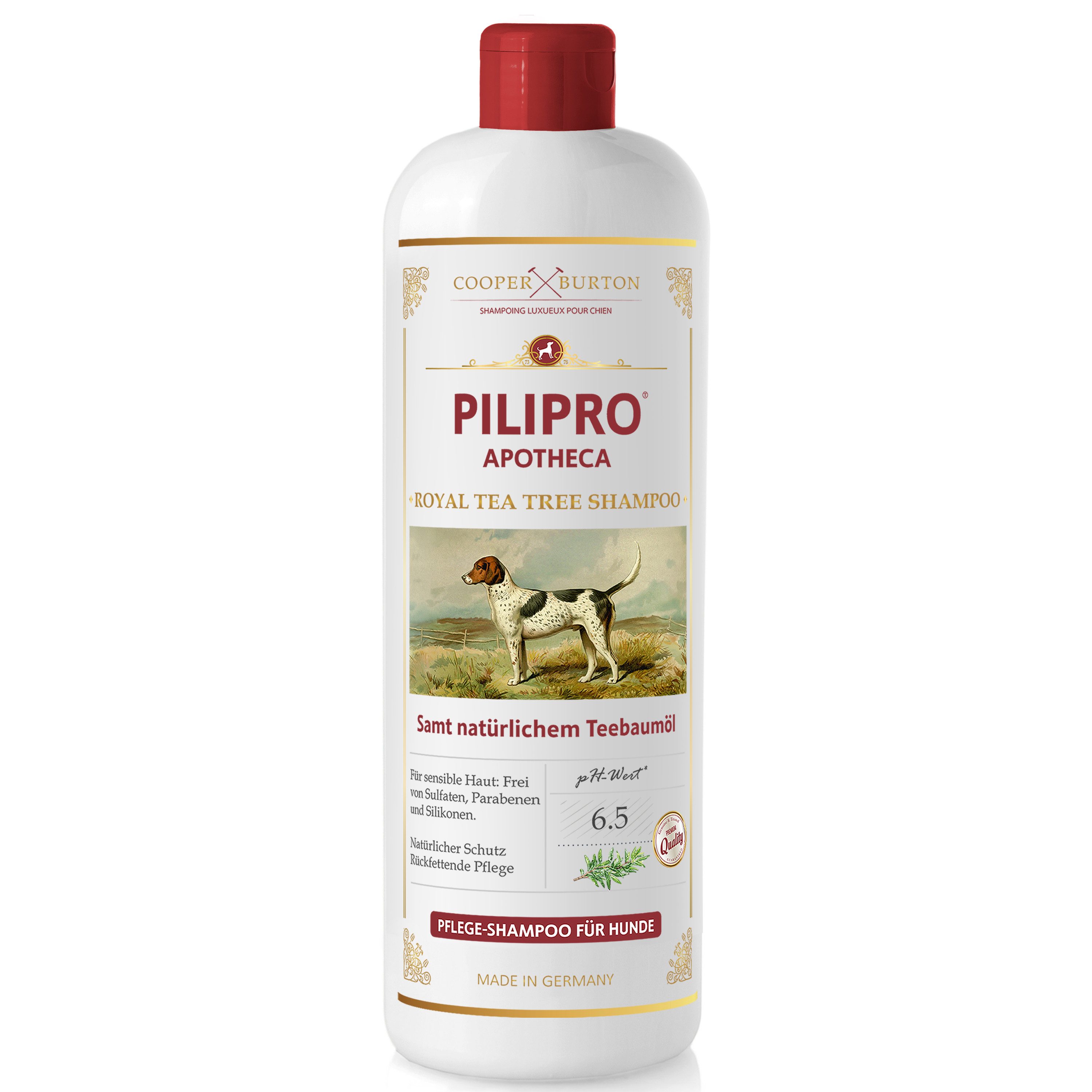 Cooper&Burton Haarshampoo Hundeshampoo bei Juckreiz, Flöhen, Zecken, Milben mit Teebaumöl 500ml, Shampoo gegen Juckreiz und vorbeugend gegen Zecken