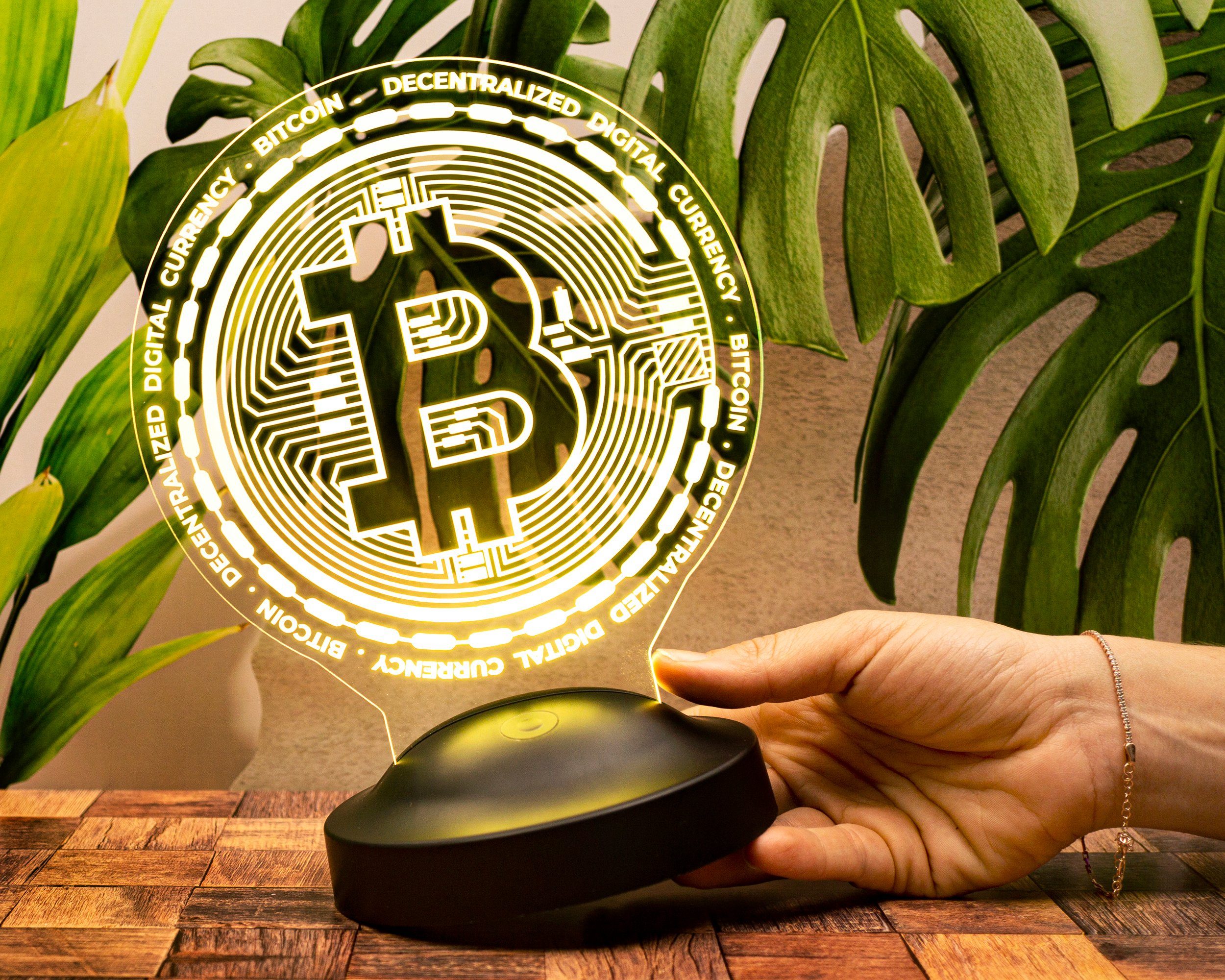 Geschenkelampe LED Nachttischlampe Bitcoin 3D Gravur Nachtlicht Geschenk fü günstig online kaufen