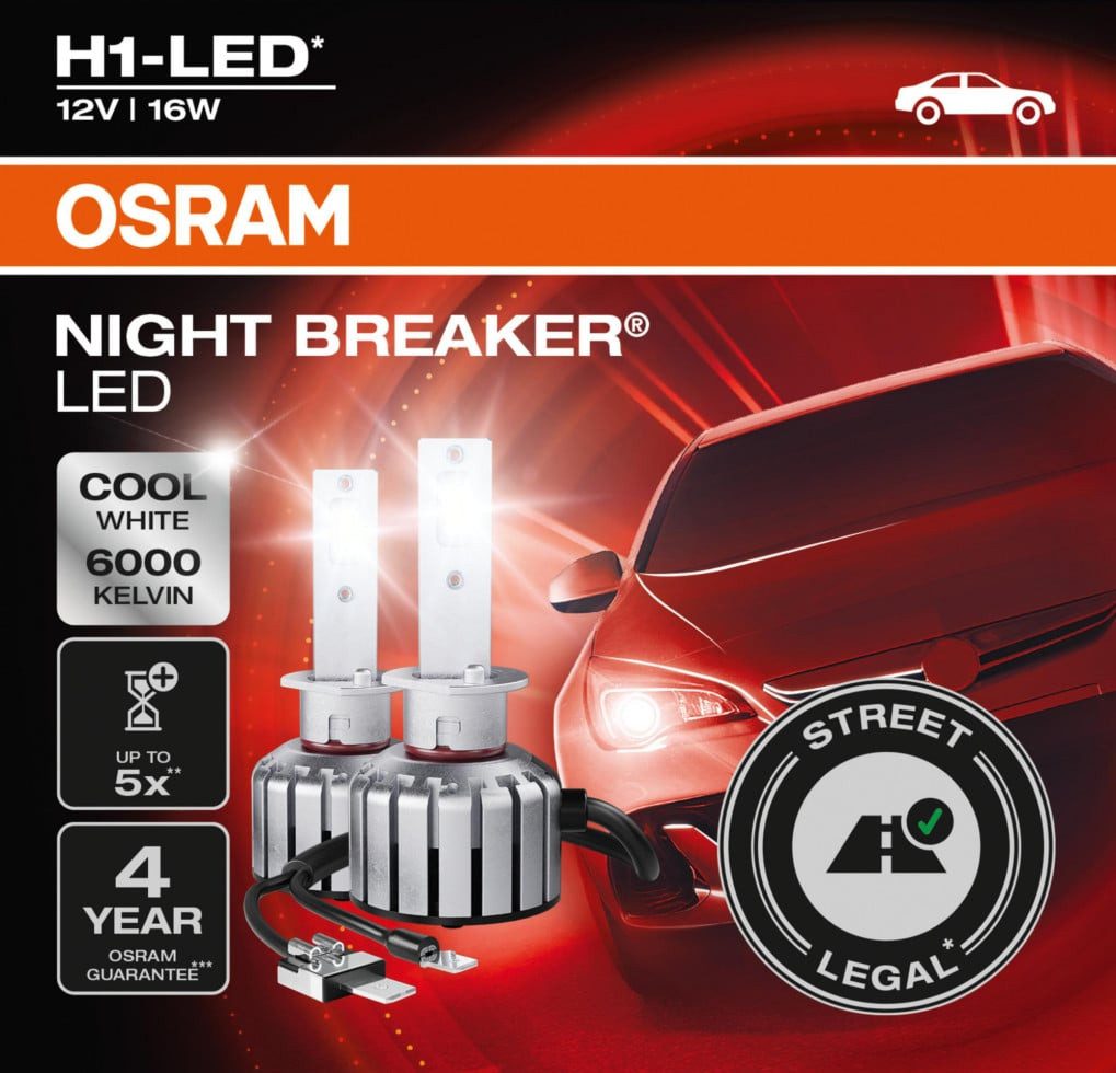 Osram KFZ-Ersatzleuchte Osram Scheinwerferlampe H1 Night Breaker LED 2 – Bild 3 von 4