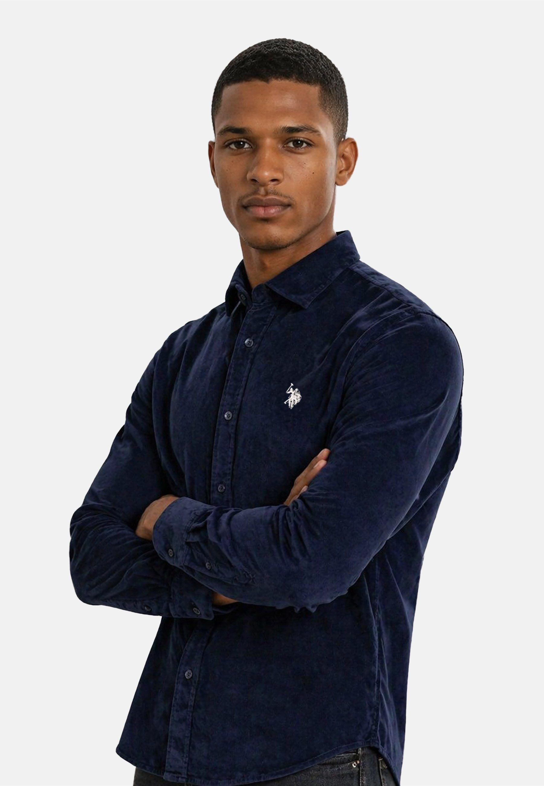 U.S. Polo Assn. Langarmhemd USPaarker Herren Cordhemd Baumwolle – Hemd mit Stretch und Knopfleiste Weiches Cordhemd mit Hemdkragen und Logostickerei