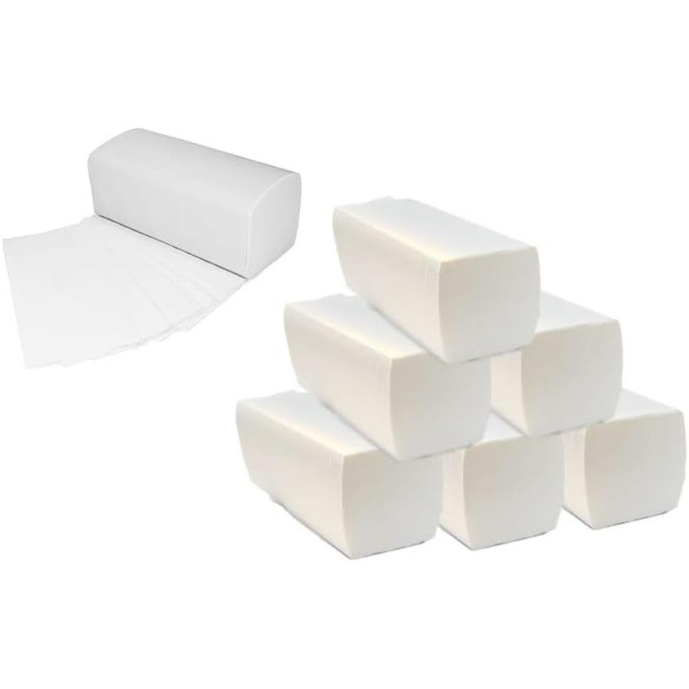 Lauroo Papierhandtuch Papierhandtücher 24×21 cm, 3750 Blatt, 2-lagig, Falthandtücher (3750-St), ZZ/V-Falz – saugstark & reißfest für Küche, WC & Gewerbe