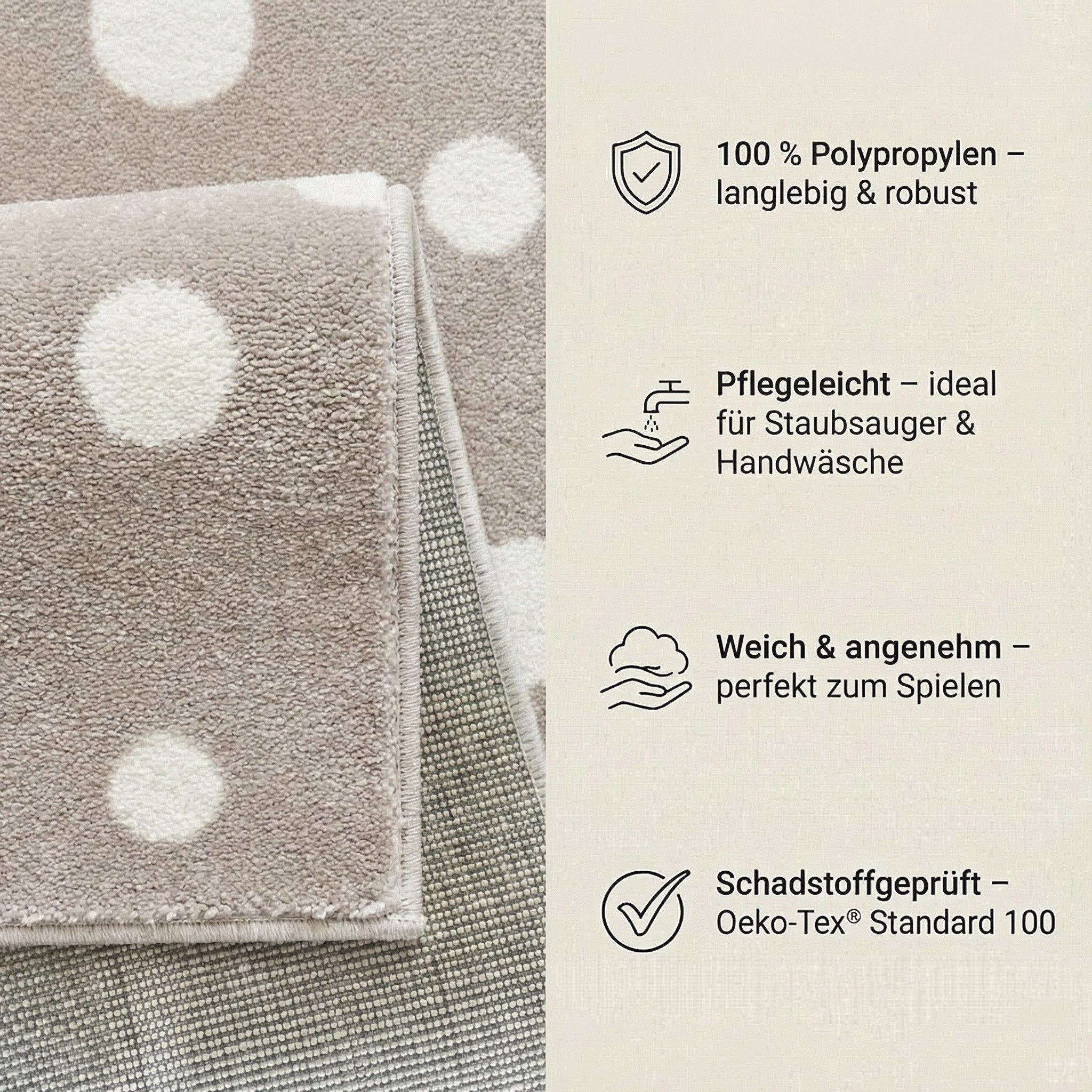Jimri Kinderteppich DOT´S Teppiche für Kinderzimmer, Kinderzimmerteppich, Teppich, Läufer, Regenbogen – Bild 5 von 5