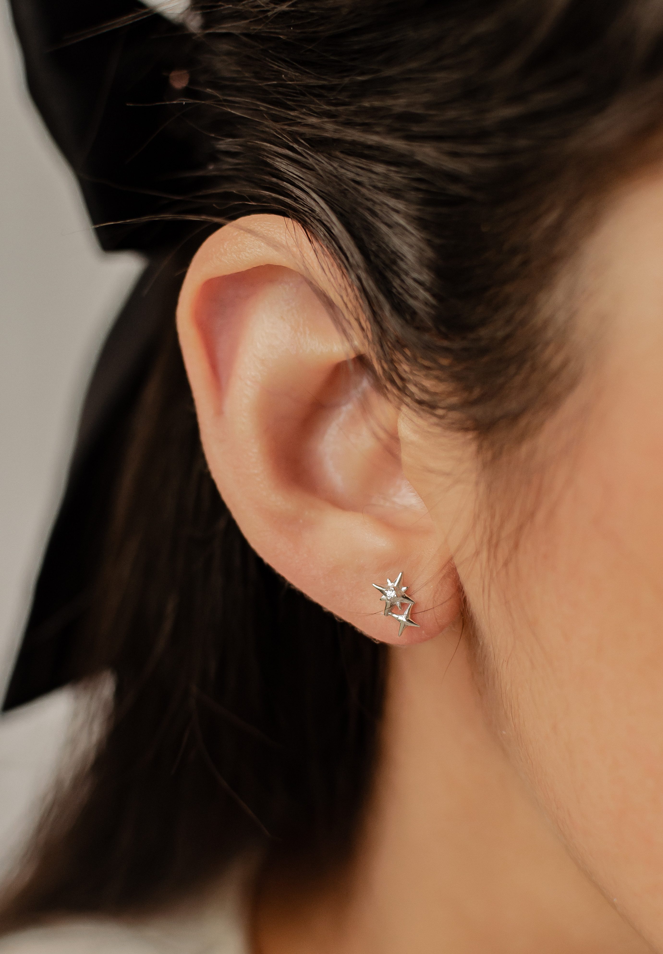 Hey Happiness Paar Ohrstecker Silber Duo Sterne Zirkonia, 18K vergoldet, 92 günstig online kaufen