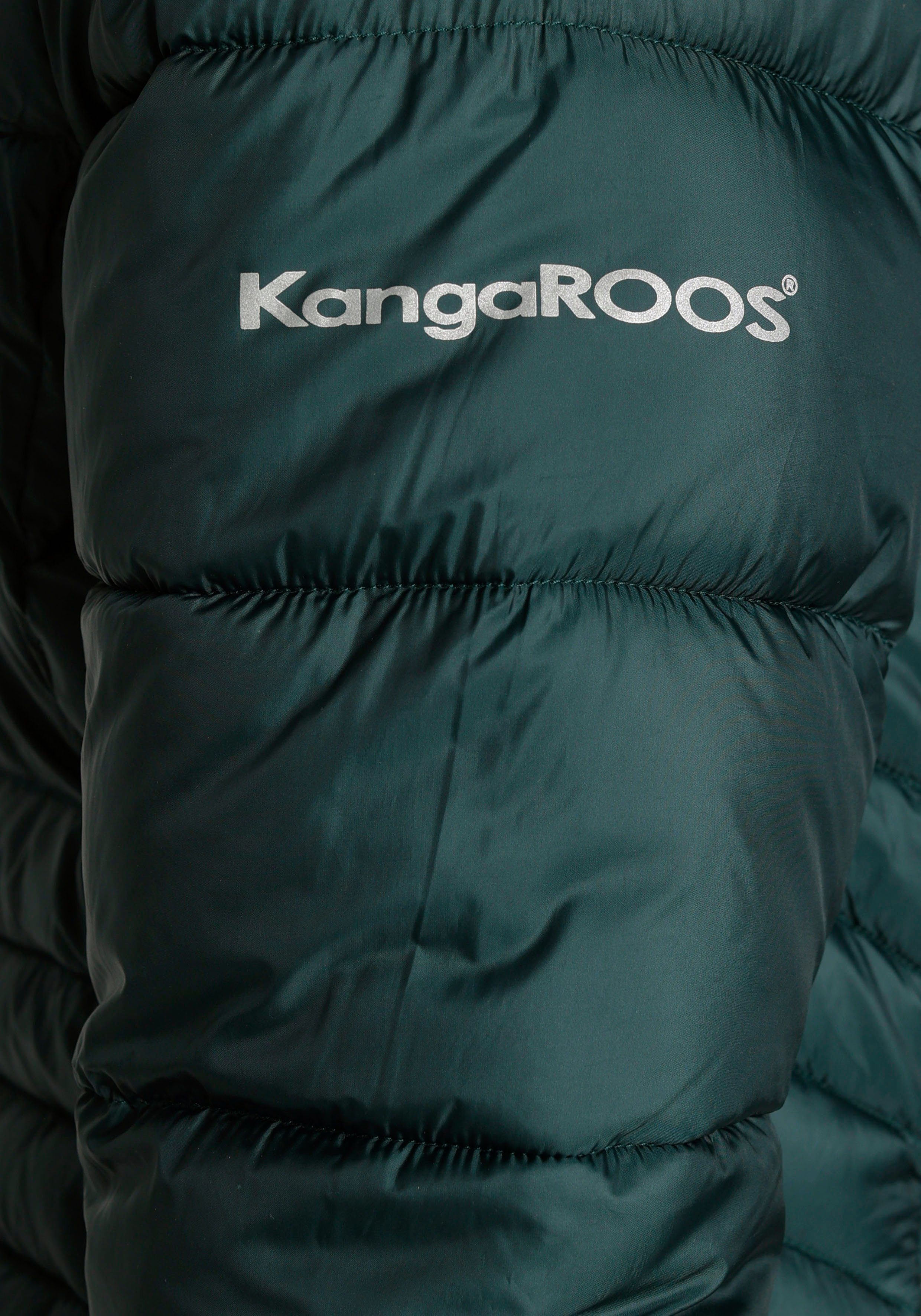 aus Steppmantel (Jacke nachhaltigem darkgreen Material) abnehmbarer Kapuze mit KangaROOS