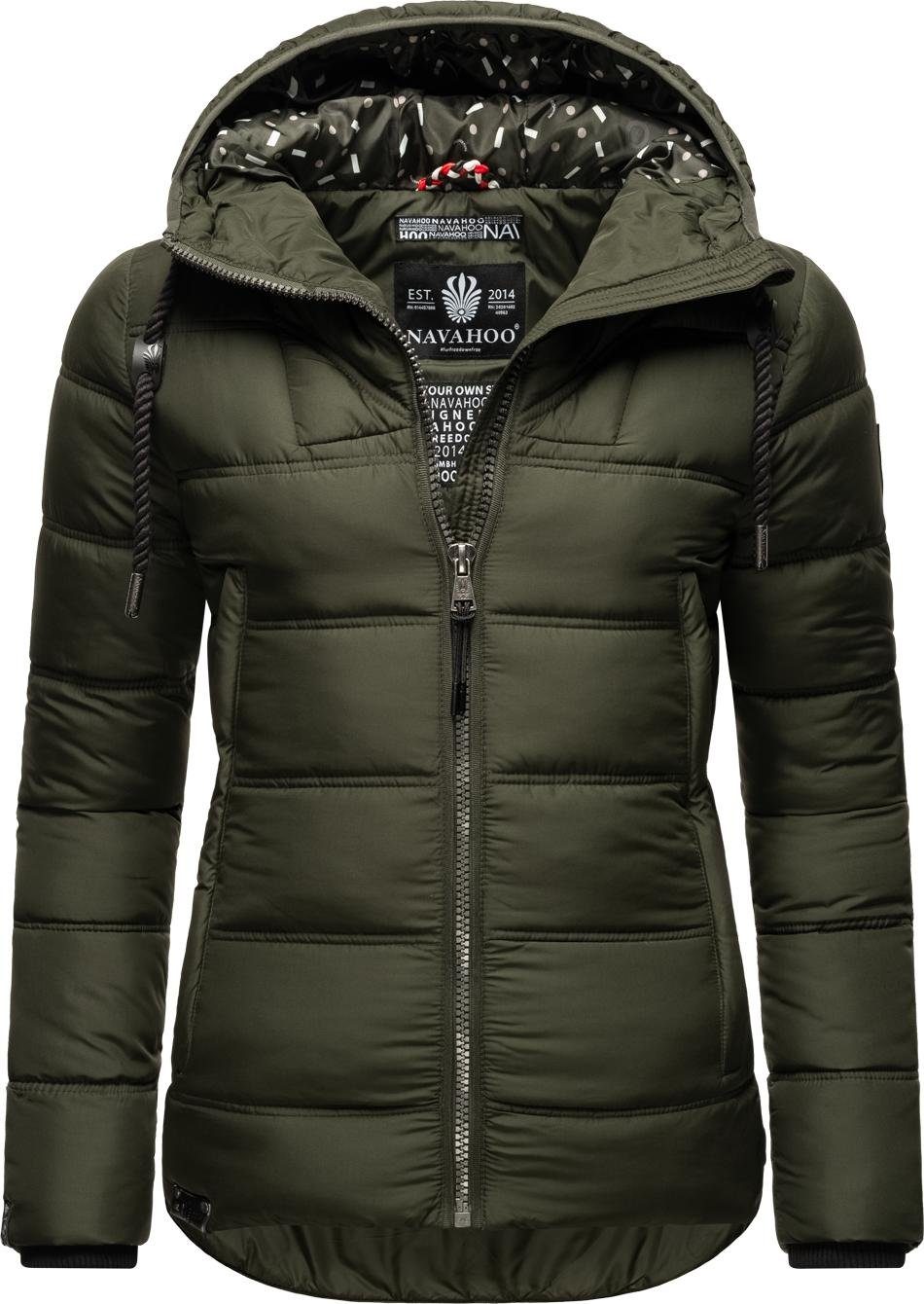 Navahoo Steppjacke Renesmee warm gesteppte olivgrün Winterjacke mit Kapuze