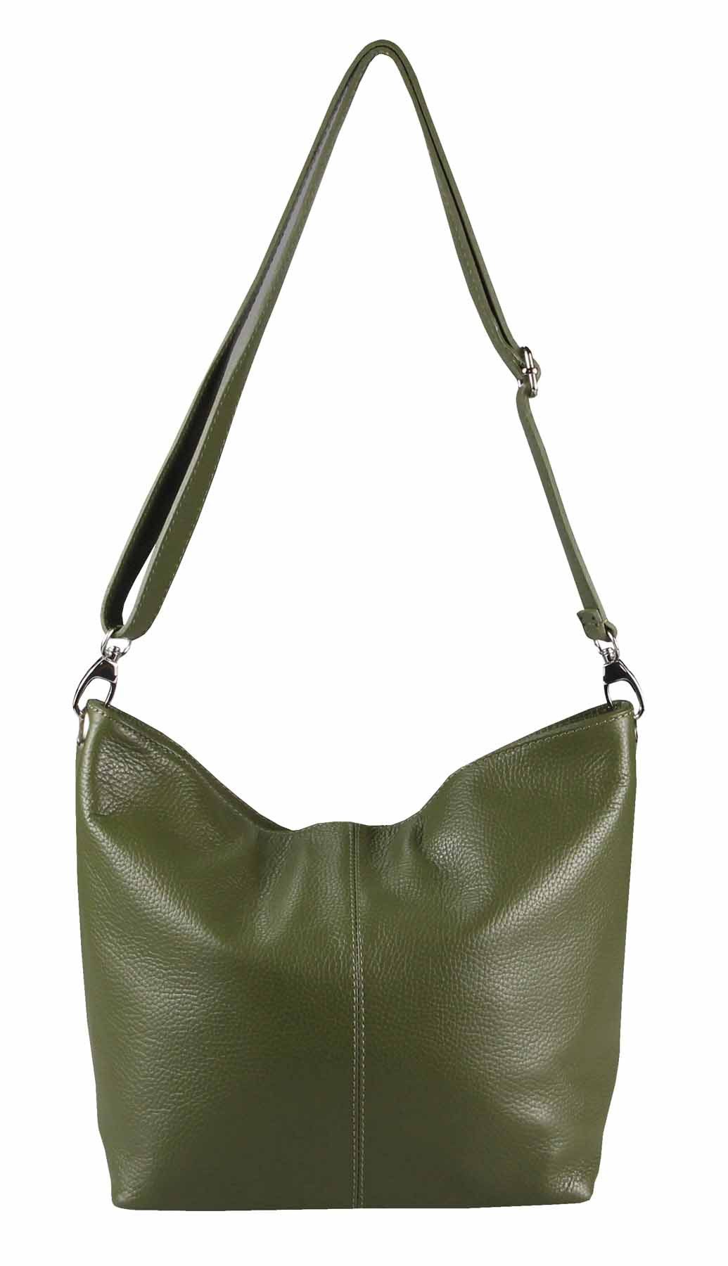 Schultertasche MADE IN ITALY Damen Leder Tasche Shopper Umhängetasche Cross Over Body