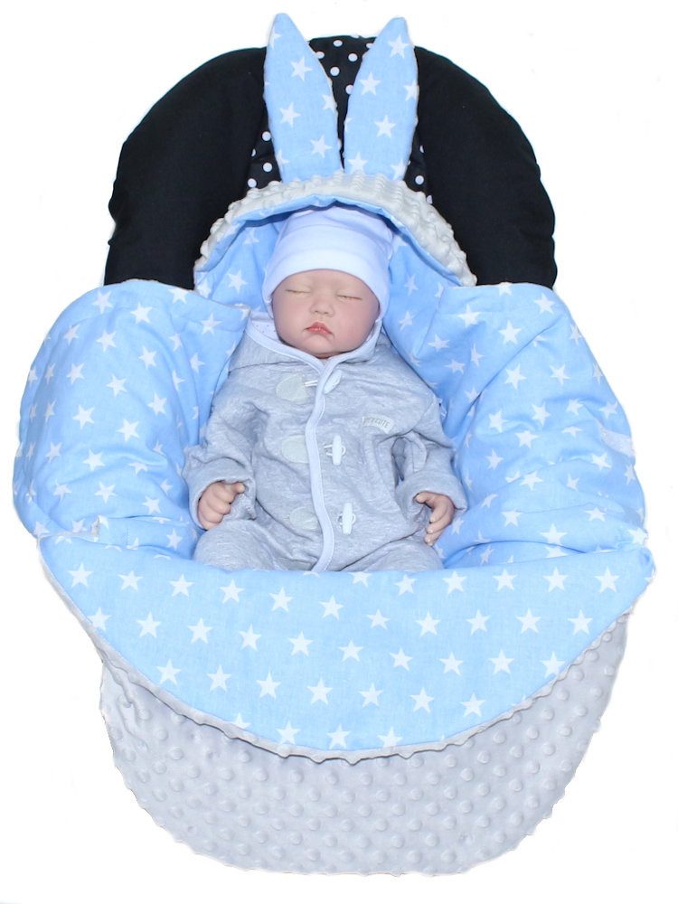 Einschlagdecke Baby mit Kapuze für Babyschale Fußsack Minky, Primawela