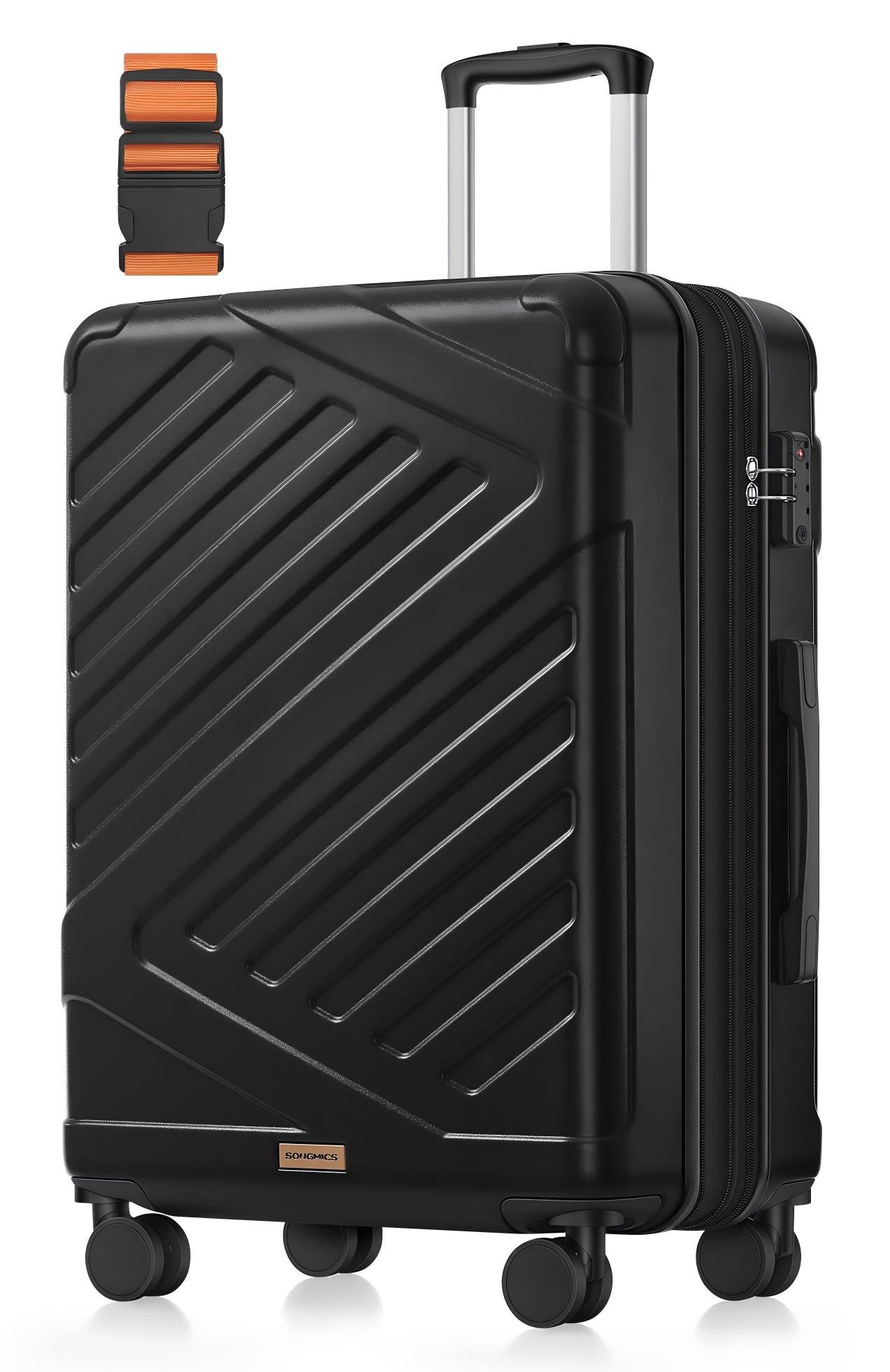 SONGMICS Hartschalen-Trolley Kofferset, 360° Rollen, robuster Reisekoffer, Bordcase, ABS, TSA-Schloss, Zahlenschloss, Koffergurt, erweiterbar, mittel
