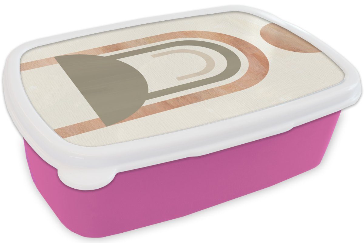 MuchoWow Lunchbox Kreis Kunststoff, - Brotbox Kinder, Abstrakt Mädchen, Brotdose Erwachsene, Kunststoff rosa (2-tlg), für Snackbox, - Design