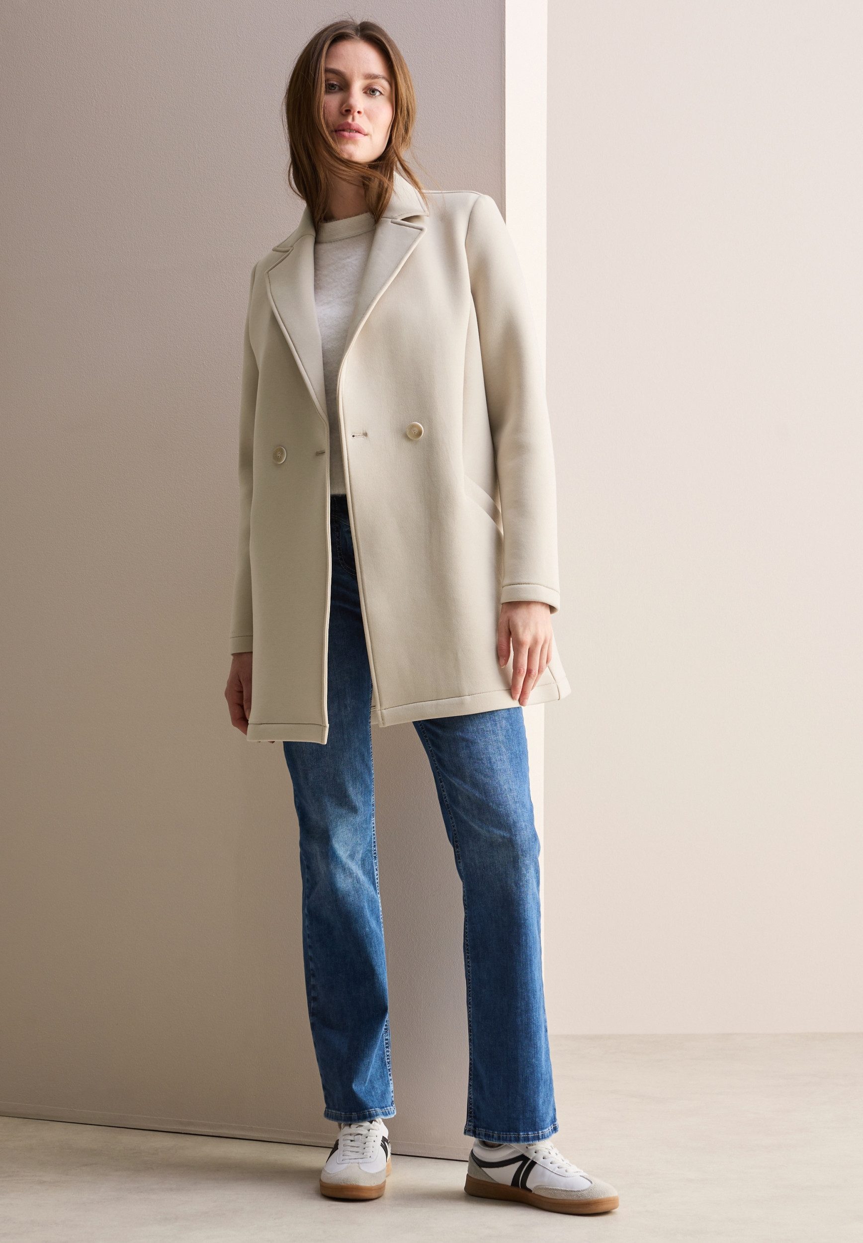 CECIL Blusenblazer Scuba Coat desert beige melange günstig online kaufen