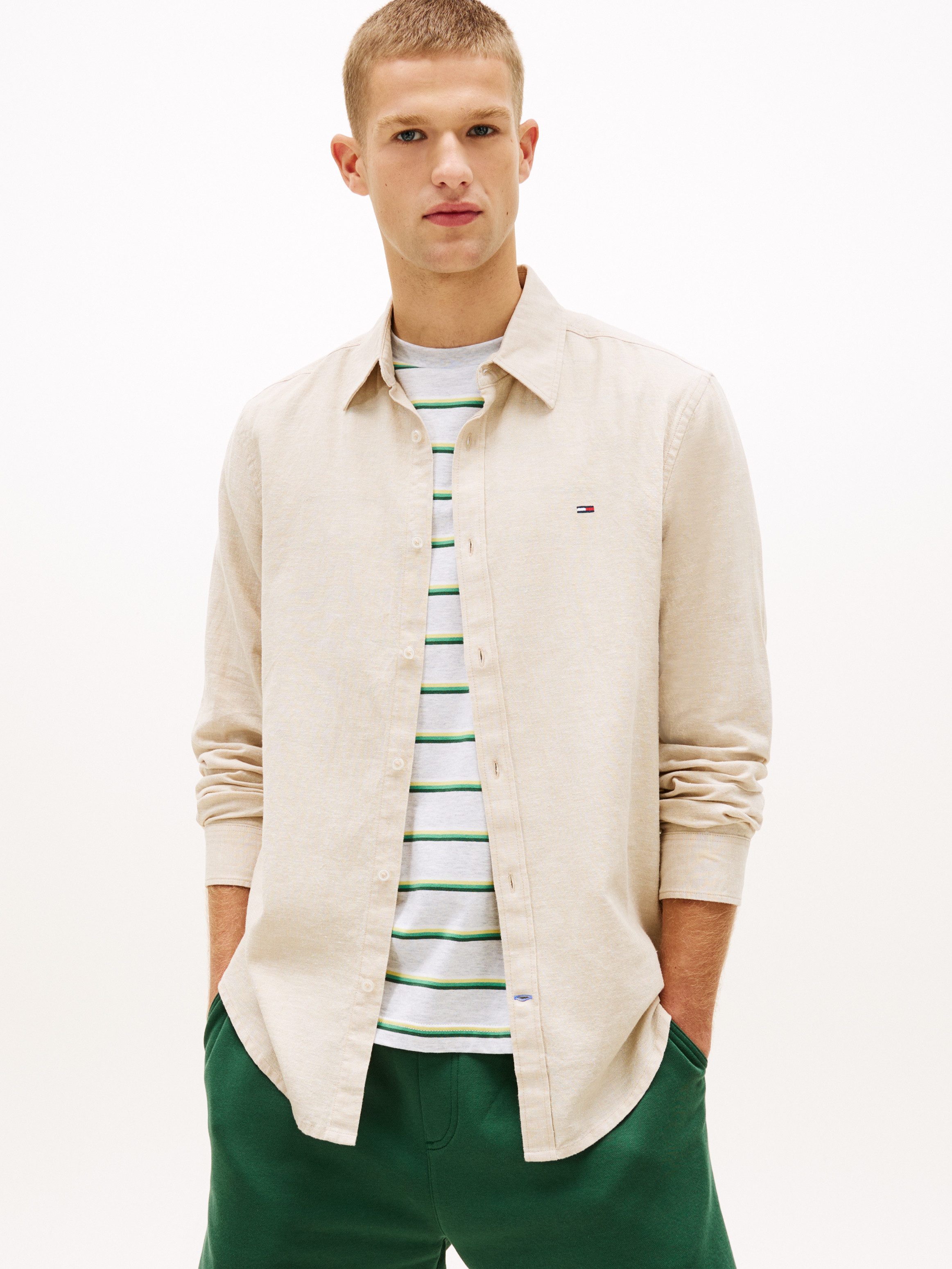 Tommy Jeans Langarmhemd TJM REGULAR FIT LINEN BLEND
