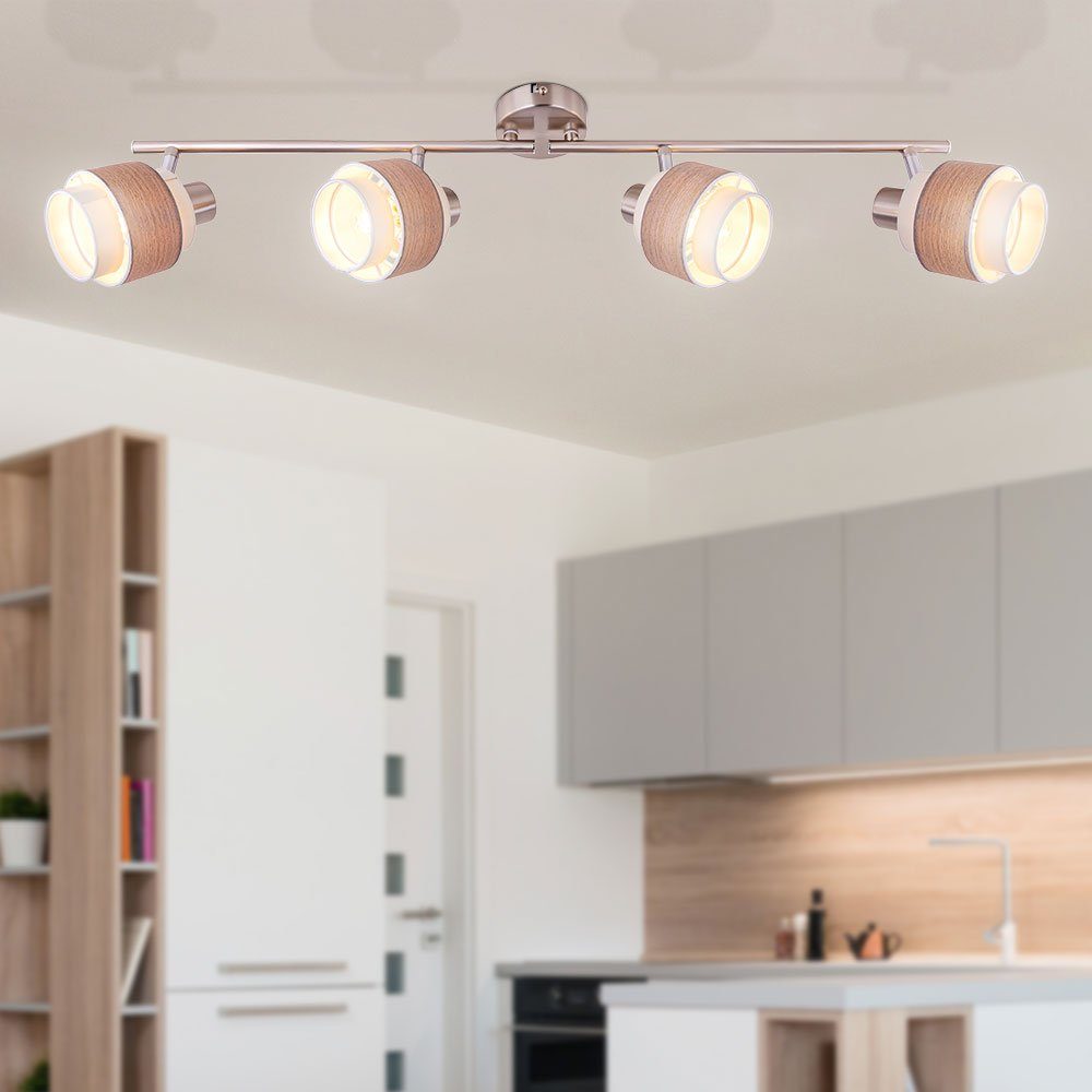 etc-shop LED Deckenspot, Leuchtmittel inklusive, Warmweiß, Deckenstrahler Wohnzimmerleuchte LED Spotleuchte Holz Optik mit