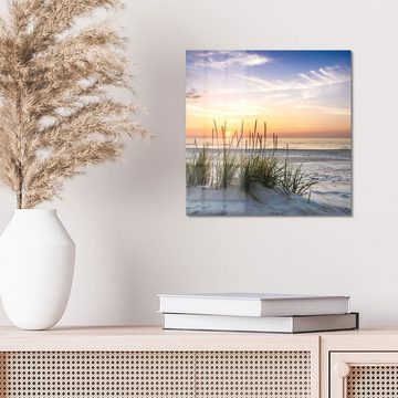 DEQORI Glasbild 'Sonnenuntergang am Strand', 'Sonnenuntergang am Strand', Glas Wandbild Bild schwebend modern