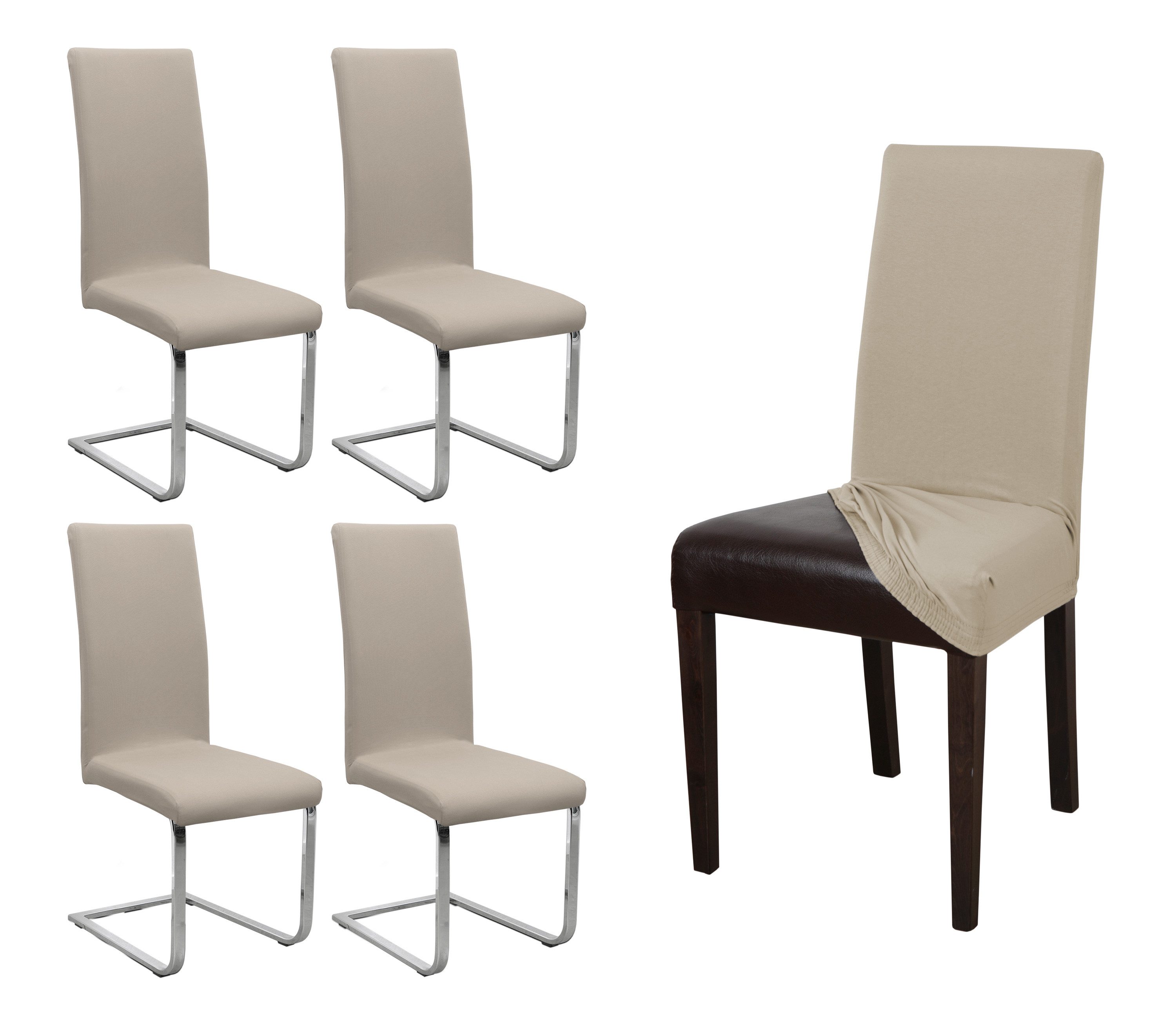 Beautex Stuhlhusse Jersey Baumwolle elastisch für Stühle und Schwingstühle 2er Set