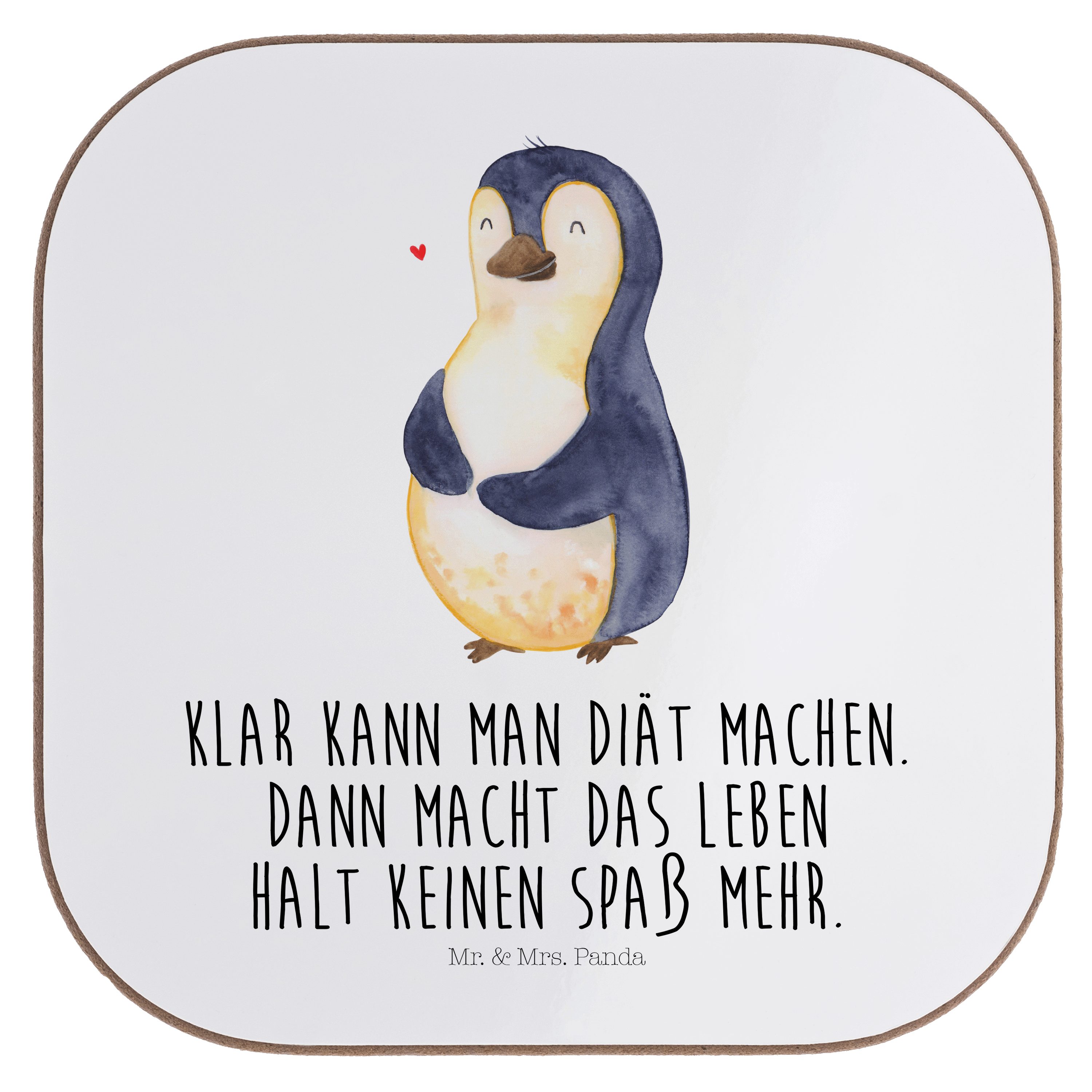 Untersetzer - Mrs. Geschenk, Getränkeuntersetzer Mr. & - Gläser, Pinguin Getränkeuntersetz, Panda Weiß Diät 1-tlg.