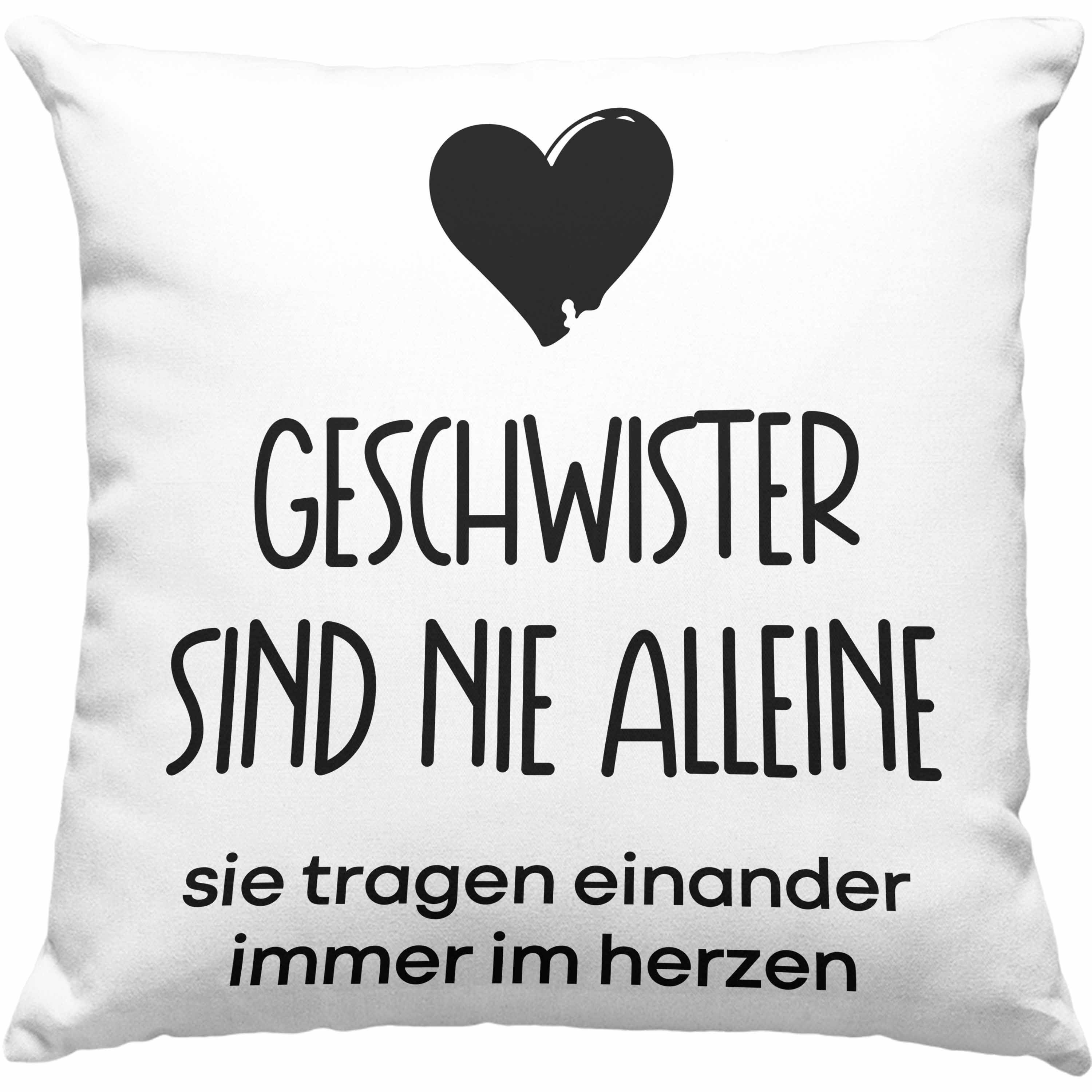 Trendation Dekokissen Trendation - Geschwister Sind Nie Alleine Kissen Geschenk Bruder Schwester Geschenkidee Geburtstag Dekokissen mit Füllung 40x40 Blau