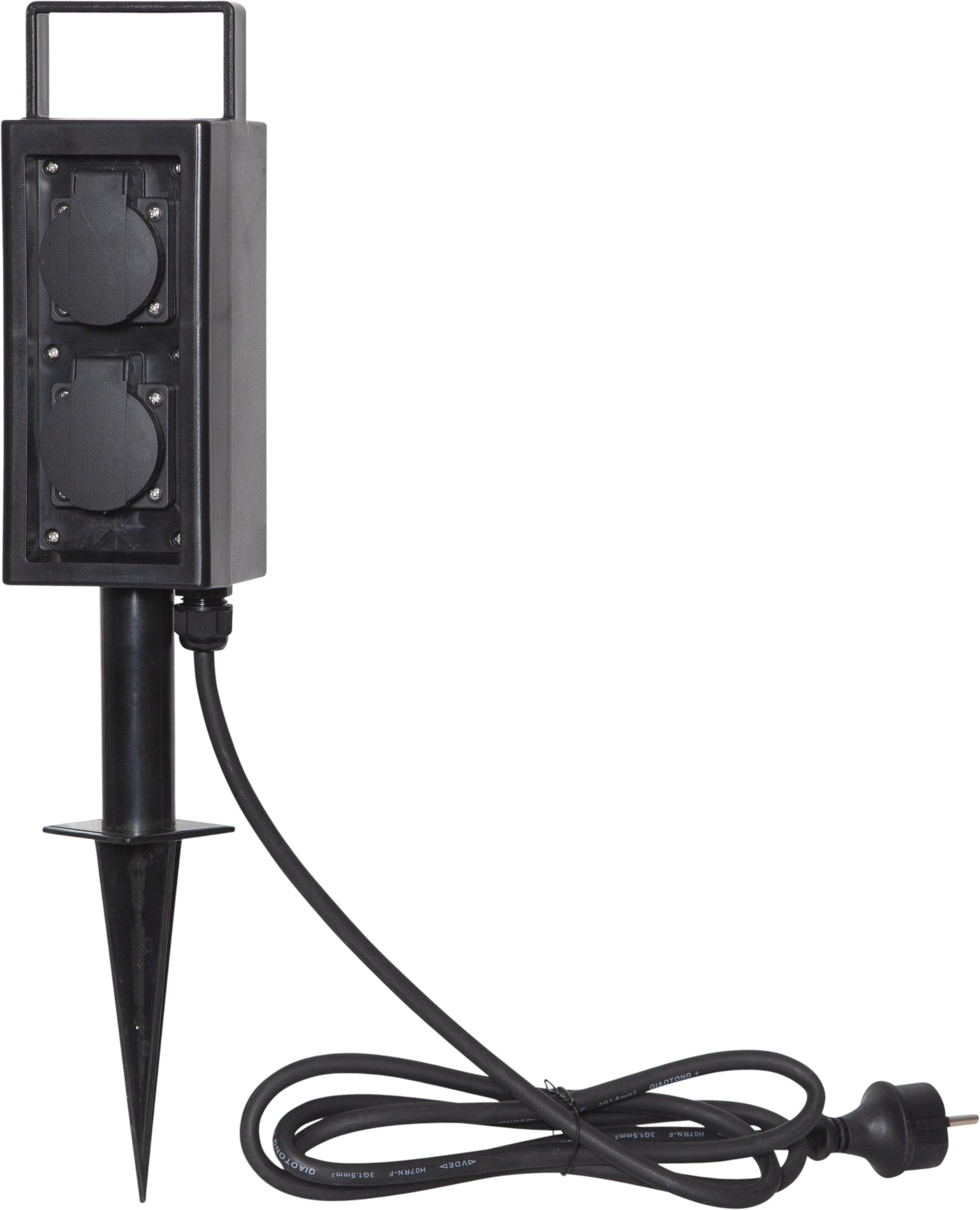 STAR TRADING Gartensteckdose Gartensteckdose "Plugge", schwarz, für 4 Stecker