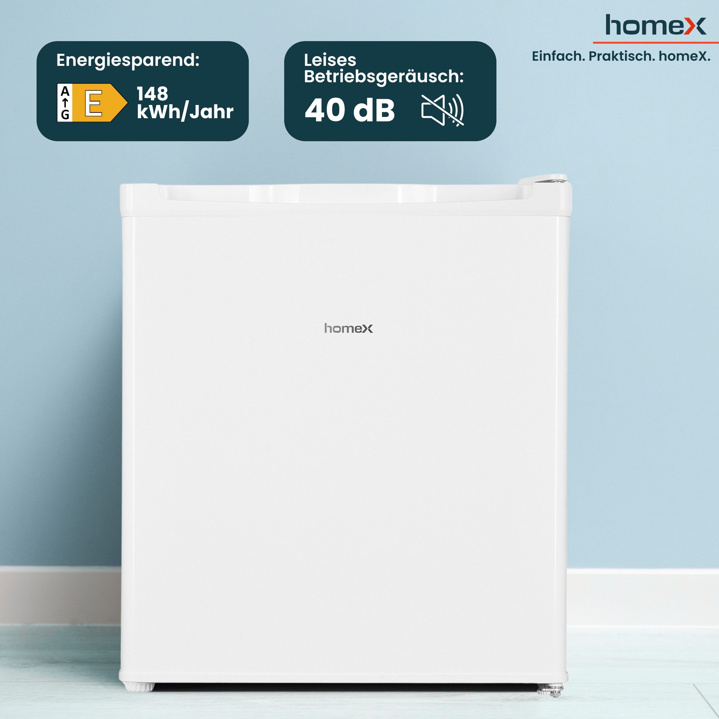 homeX Gefrierschrank FM1015-W, 51 cm hoch, 44 cm breit, Mini-Gefrierschrank, Gefrierbox, 33 L Nutzinhalt, klein, weiß