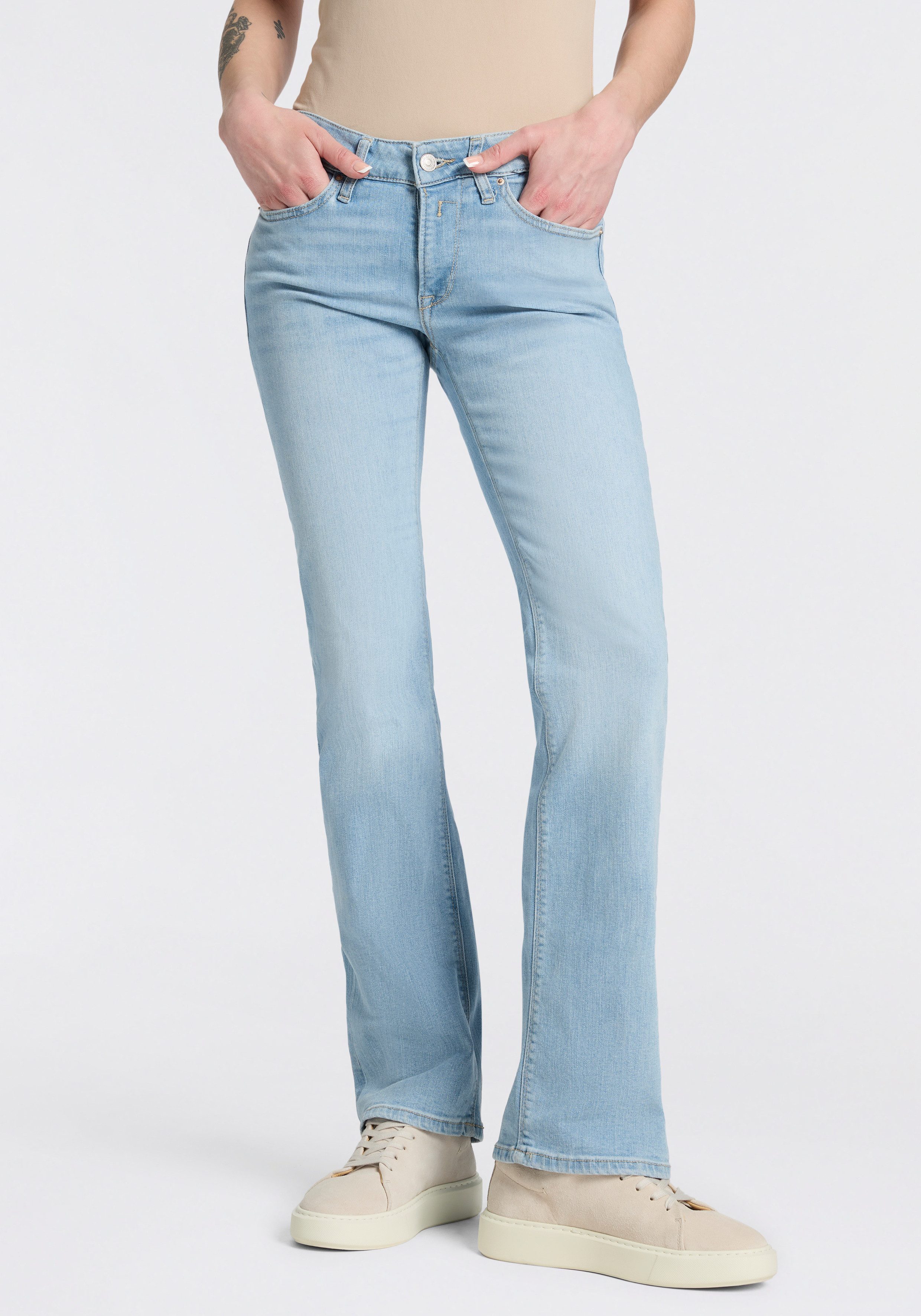 Replay Bootcut-Jeans NEW LUZ mit gesticktem R an der Gesäßtasche