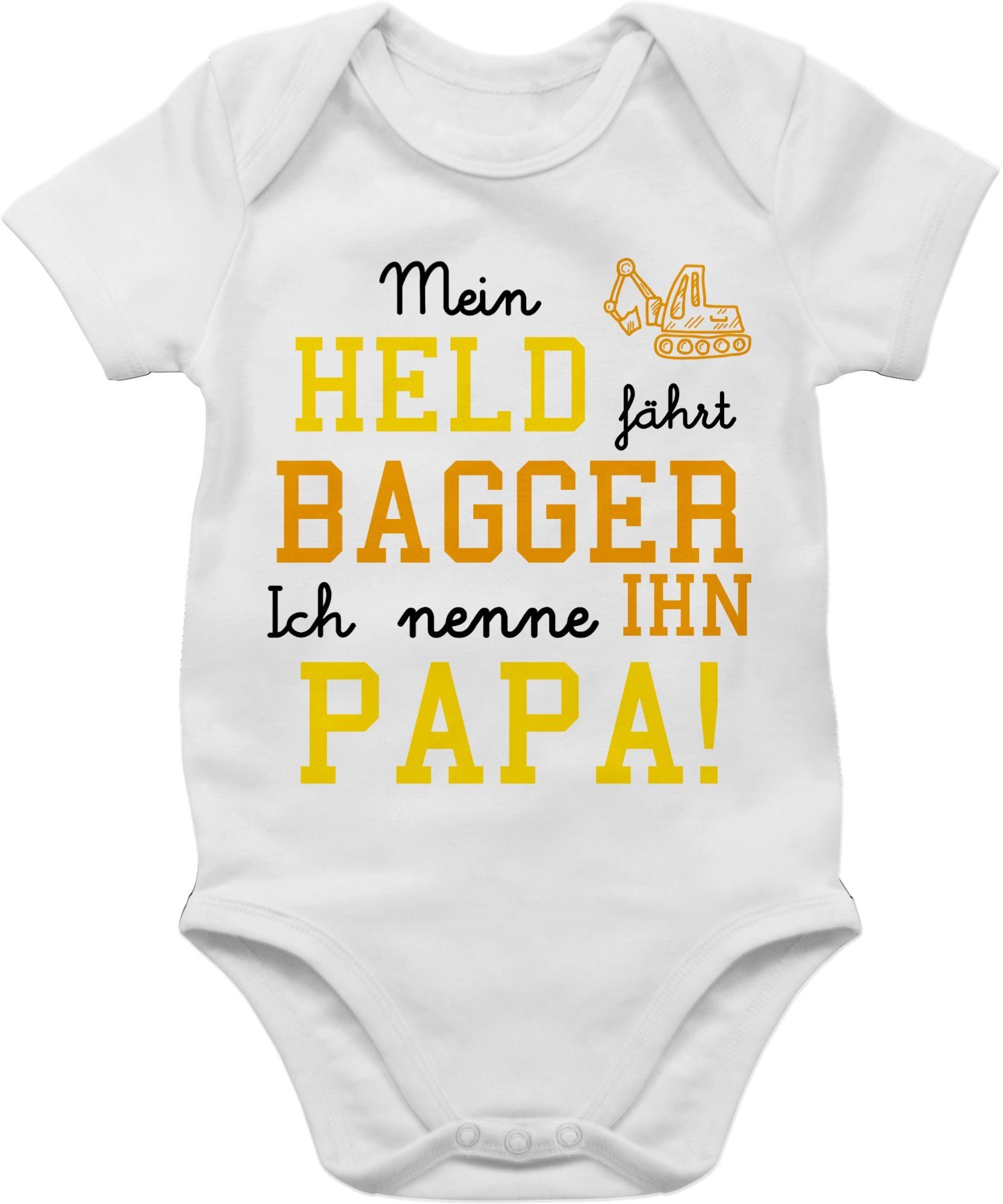 Shirtracer Shirtbody Mein Held fährt Bagger Sprüche Baby