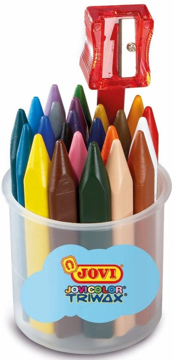 Jovi Maltuch Wachsmalstifte Jovicolor Triwax VE=24 Farben + 1 Spitzer Dose