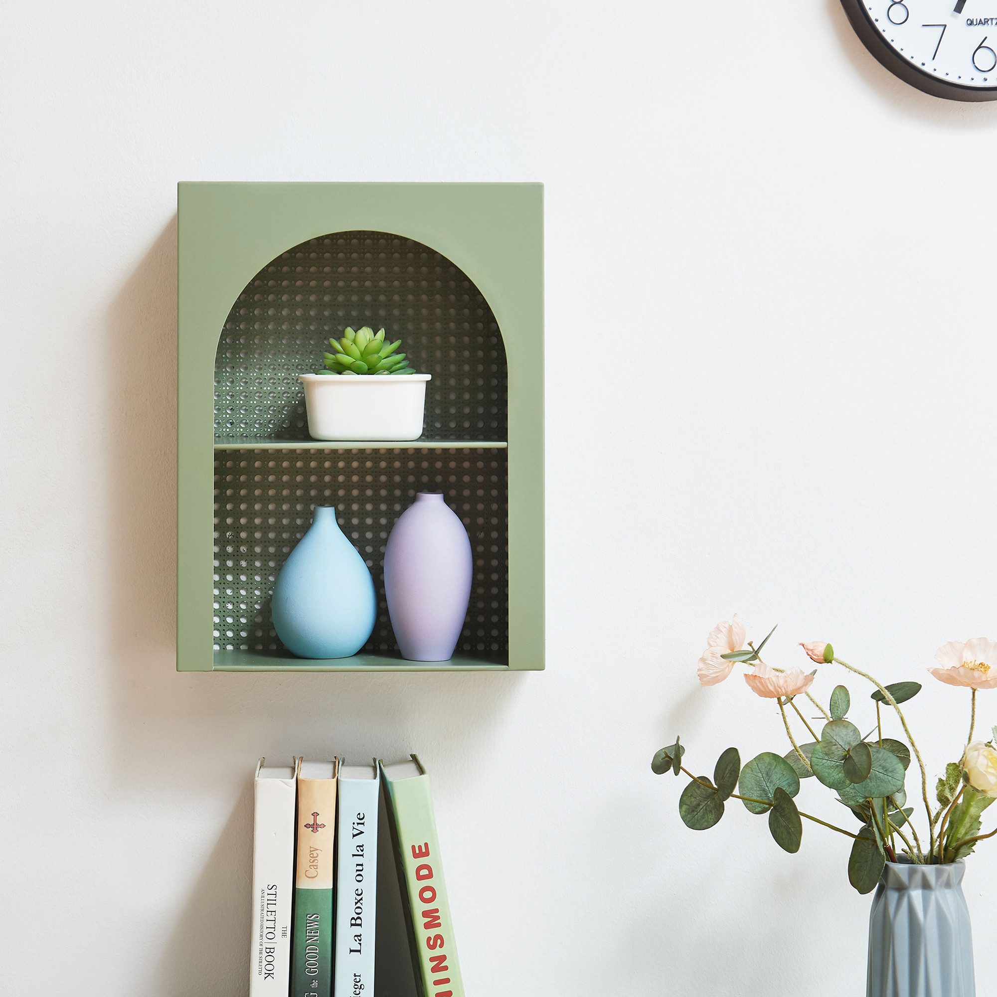 en.casa Wandregal, »Jäller« Metall 40 x 30 x 13 cm Grün
