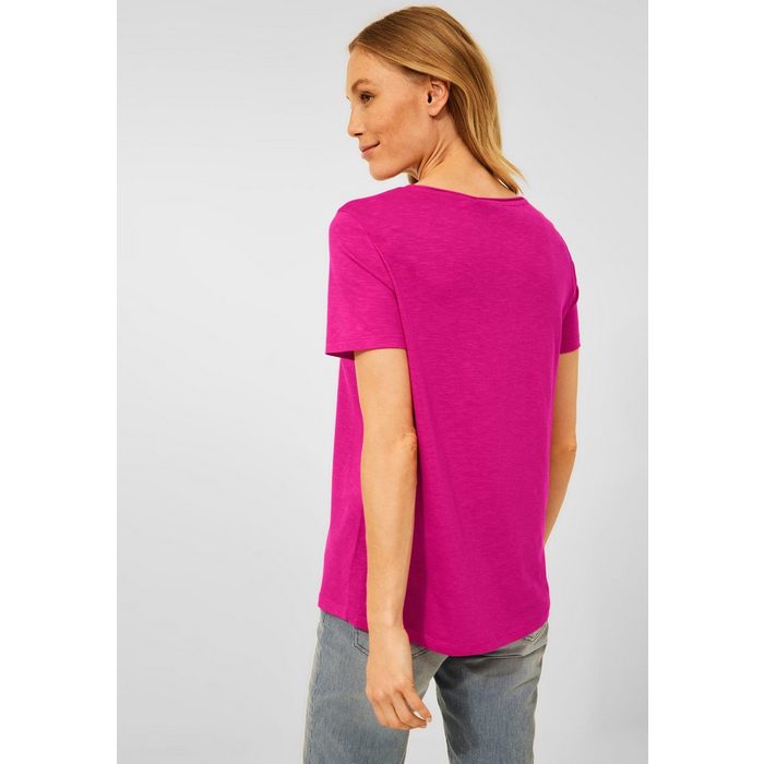 Cecil T-Shirt Cecil Basic T-Shirt in Unifarbe in Raspberry Pink (1-tlg) Locker geschnitten TB11472