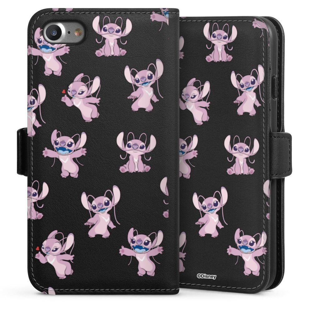 DeinDesign Handyhülle Lilo & Stitch Engel Disney Angel Faces Pattern Transparent, Apple iPhone 8 Hülle Handy Flip Case Wallet Cover Handytasche Leder