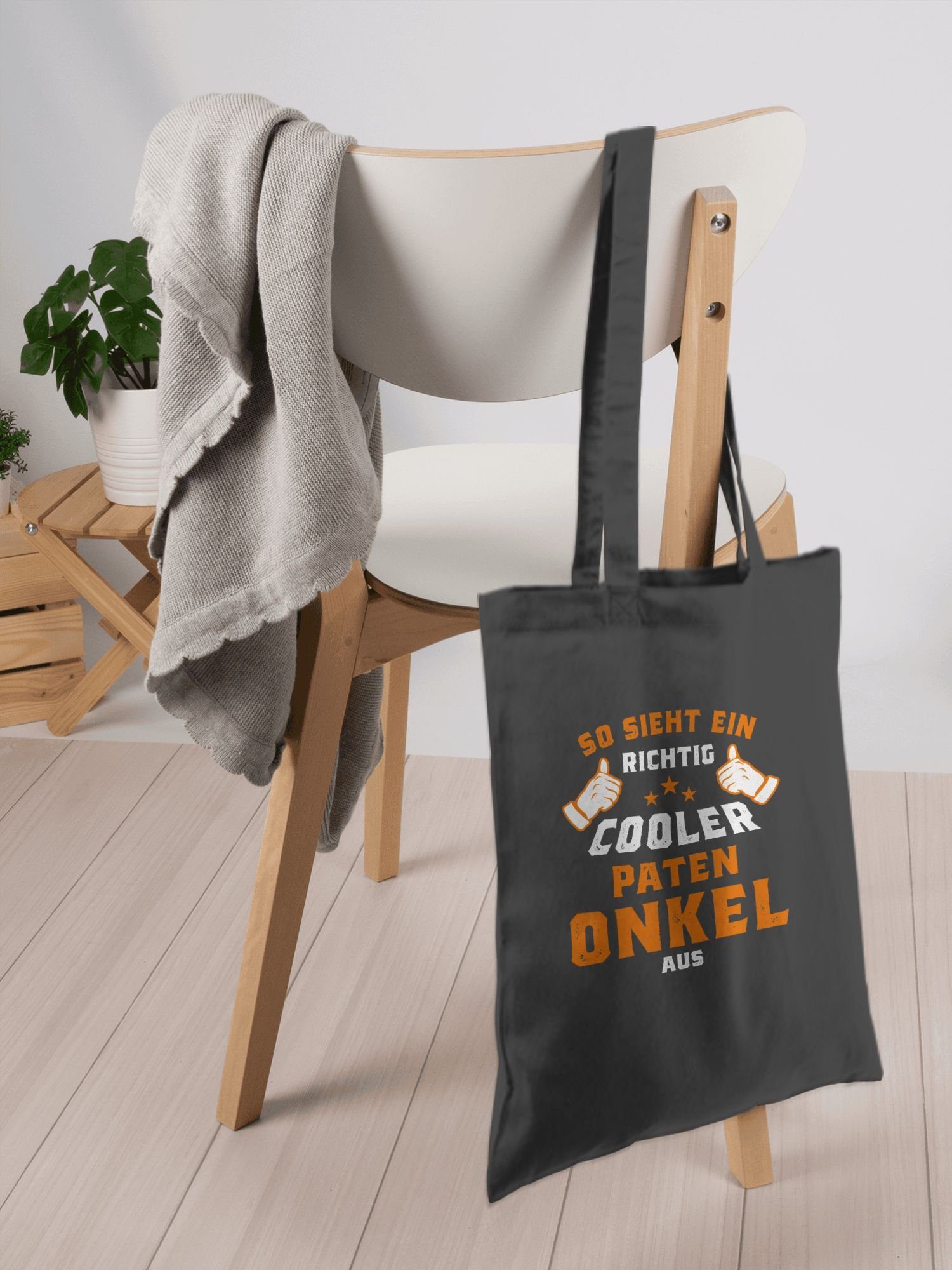 Shirtracer Umhängetasche So sieht ein Patenonkel aus Patenonkel cooler 2 Dunkelgrau Orange, Geschenk richtig