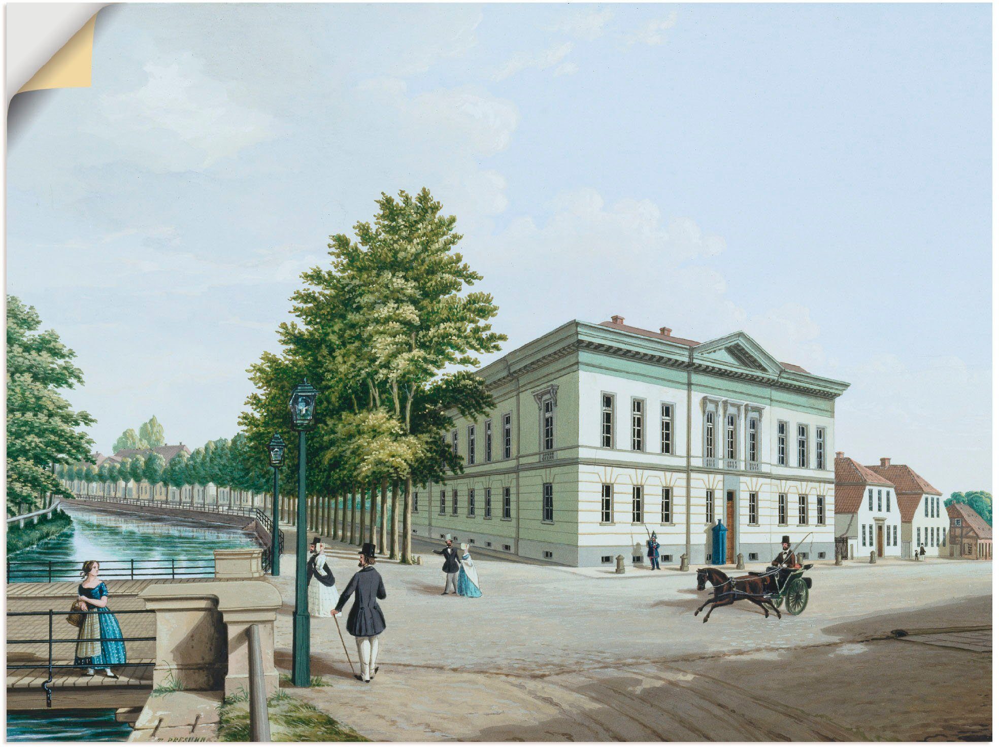 Artland Wandbild Das Prinzenpalais in Oldenburg. Um 1848, Gebäude (1 St), als Leinwandbild, Wandaufkleber oder Poster in versch. Größen