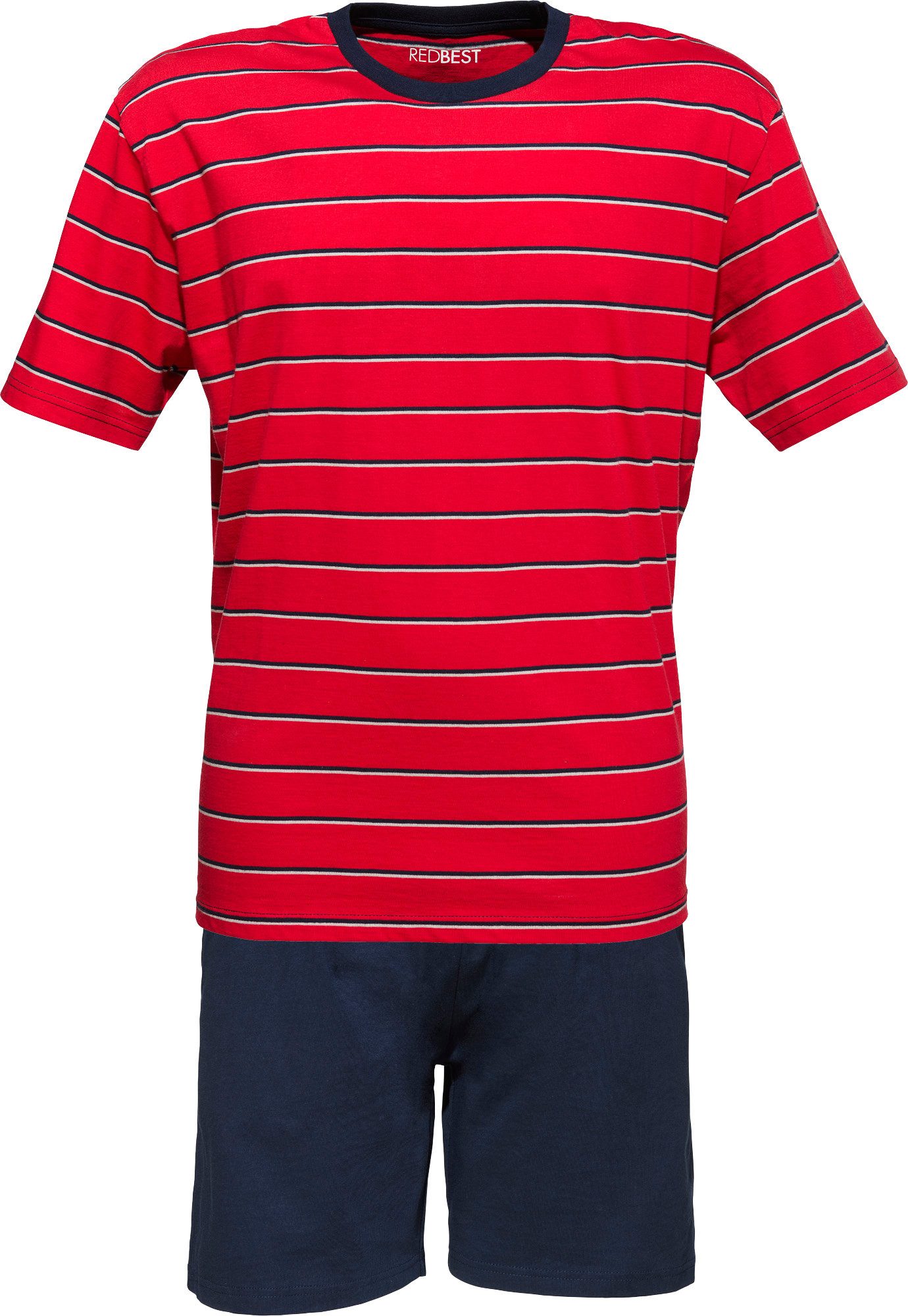 REDBEST Pyjama Herren-Shorty Single-Jersey Streifen: gestrickter Ringel, Ob günstig online kaufen