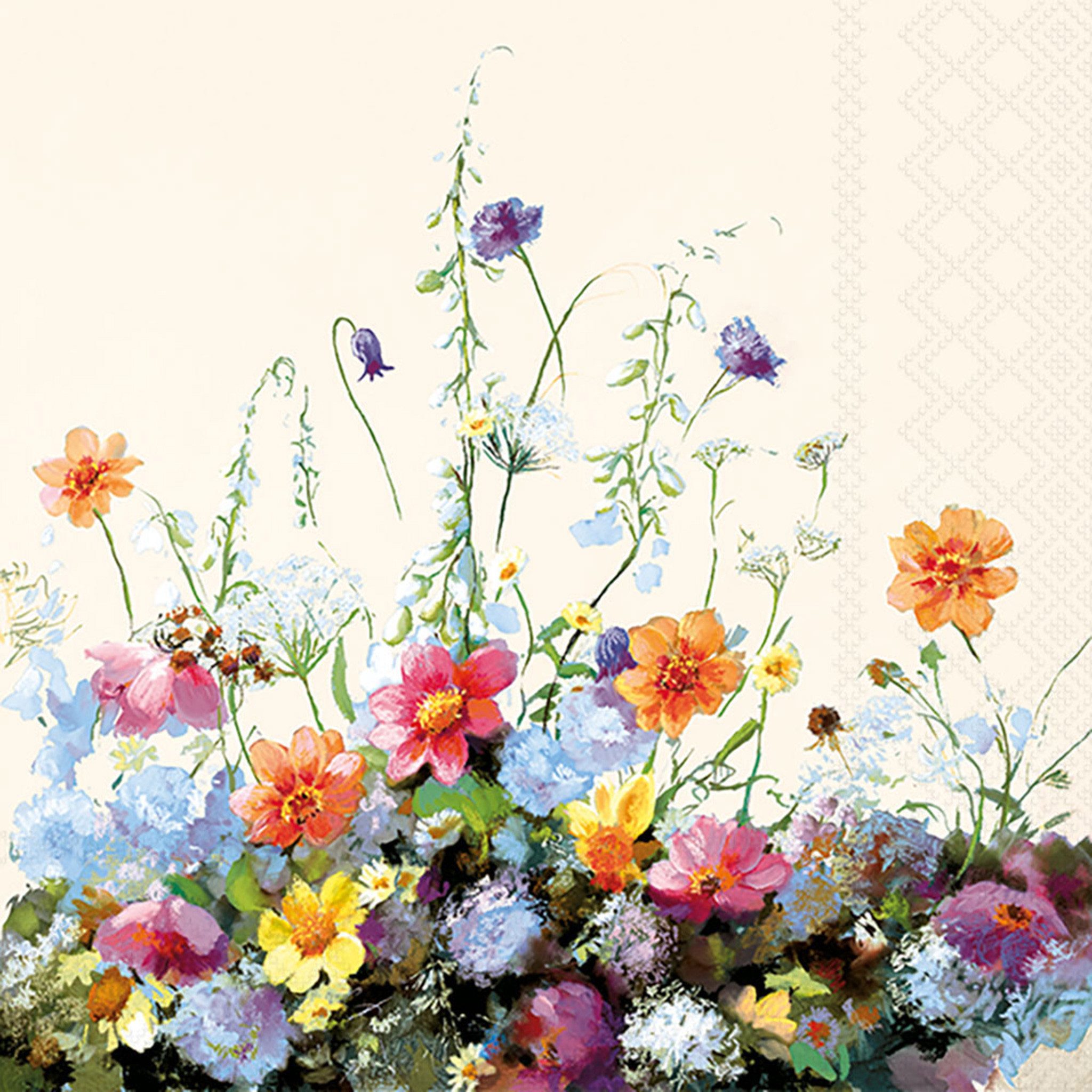 Ambiente Luxury Paper Products Papierserviette, Servietten Papier 33x33cm 3-lag Blumenwiesen-Motiv / Bunt 20 Stk