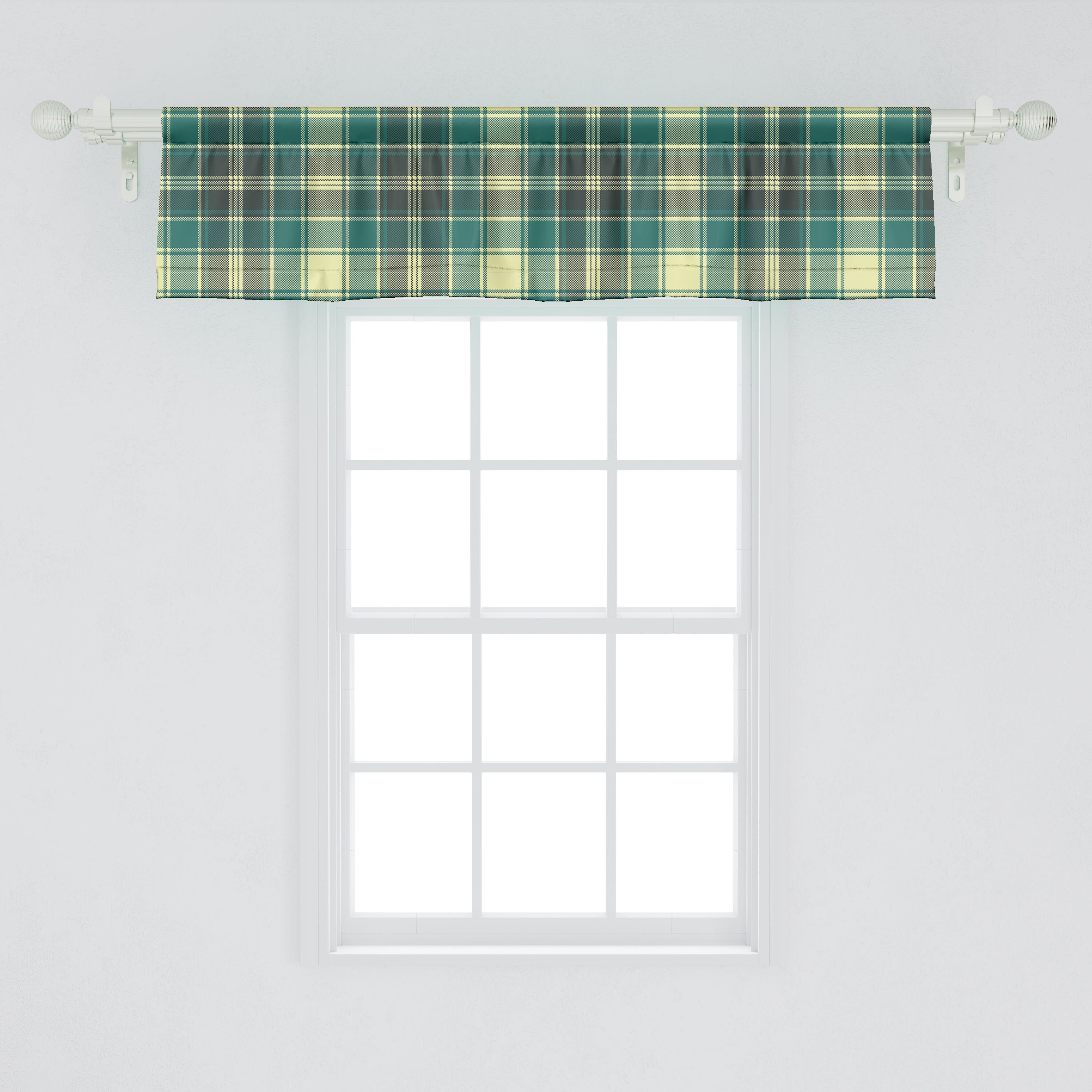 Scheibengardine Vorhang Volant für Streifen Microfaser, Plaid Abakuhaus, Schlafzimmer Stangentasche, Küche Dekor in mit Tartan-Muster