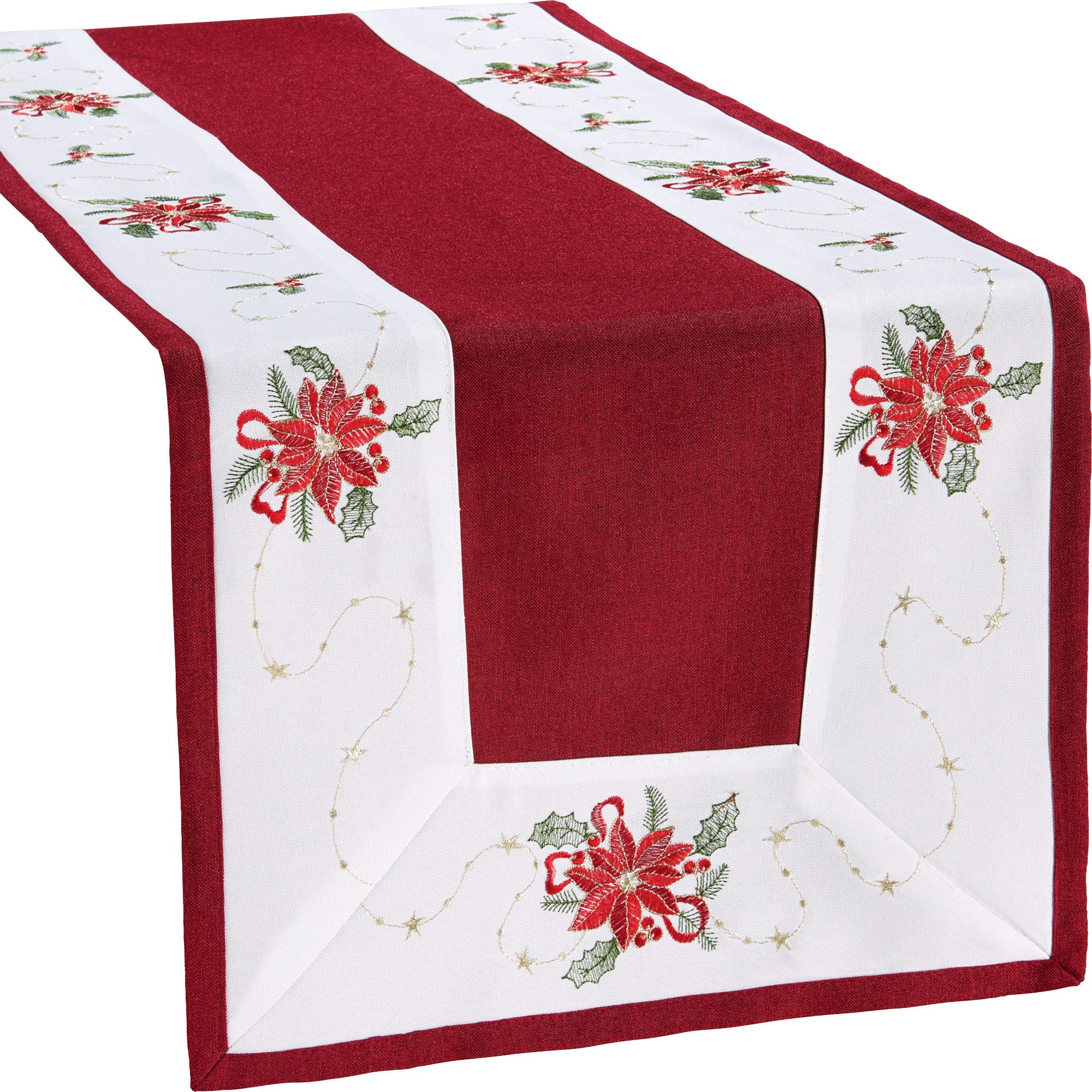 Erwin Müller Tischdecke Tischläufer "Weihnachtsstern", Leinen-Optik Blumen günstig online kaufen