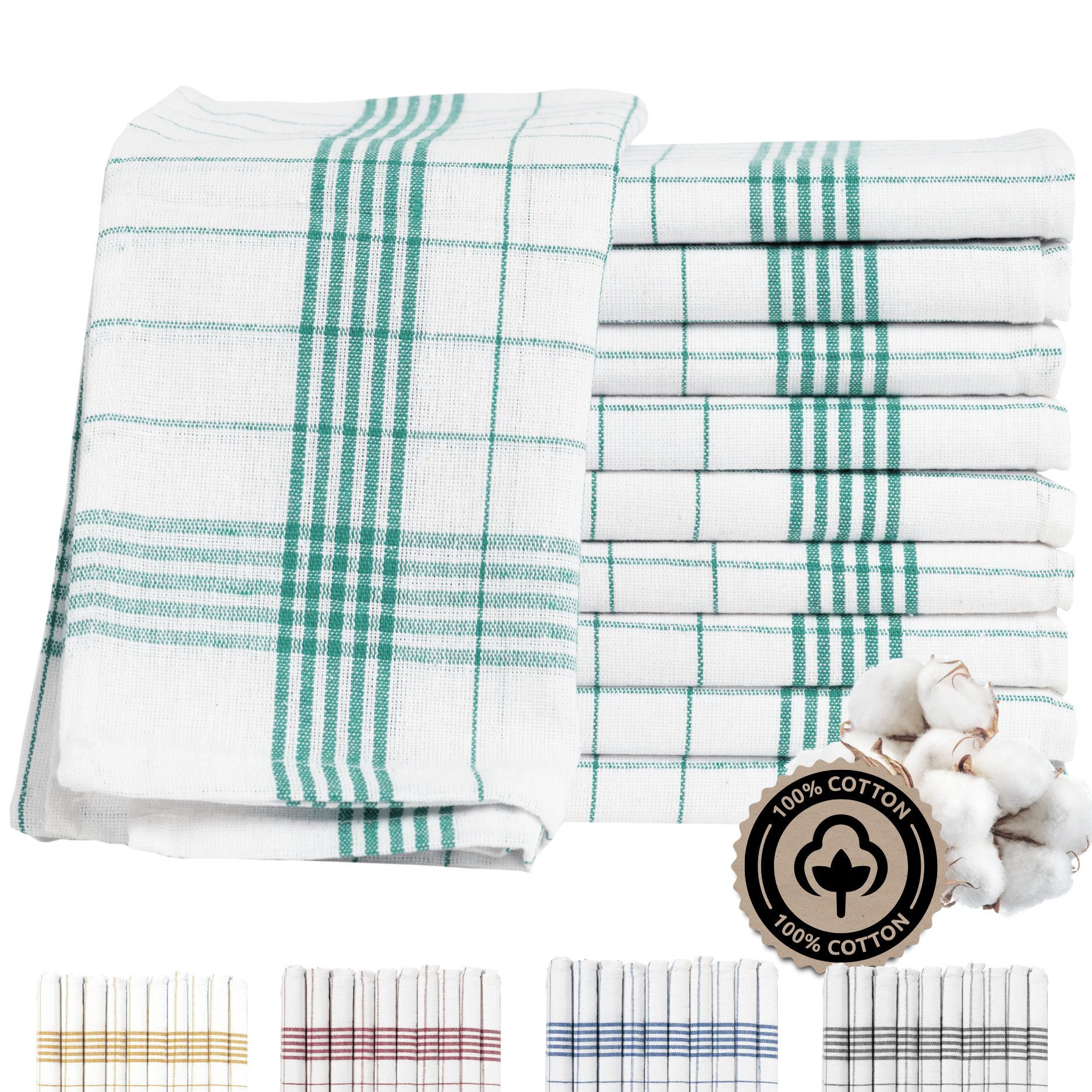 Zestri Geschirrtuch 10er-Set aus 100% Baumwolle, 50x70 cm Küchenhandtücher mit Aufhänger, (10 Stück), saugstarke Geschirrhandtücher, kariert, Geschirr Handtuch