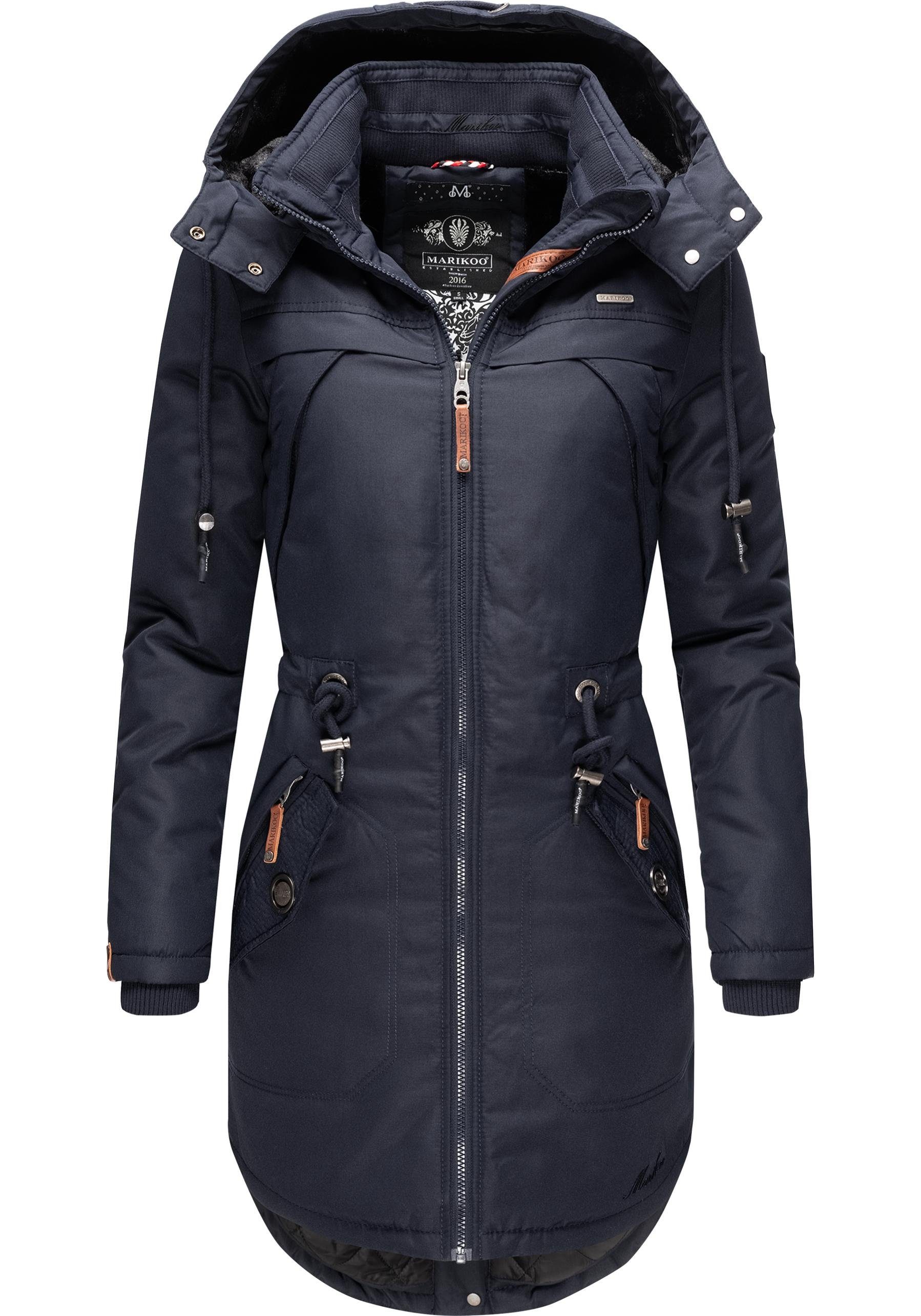 Marikoo Wintermantel Kamii sportlicher Damen Winterparka mit abnehmb. Kapuze