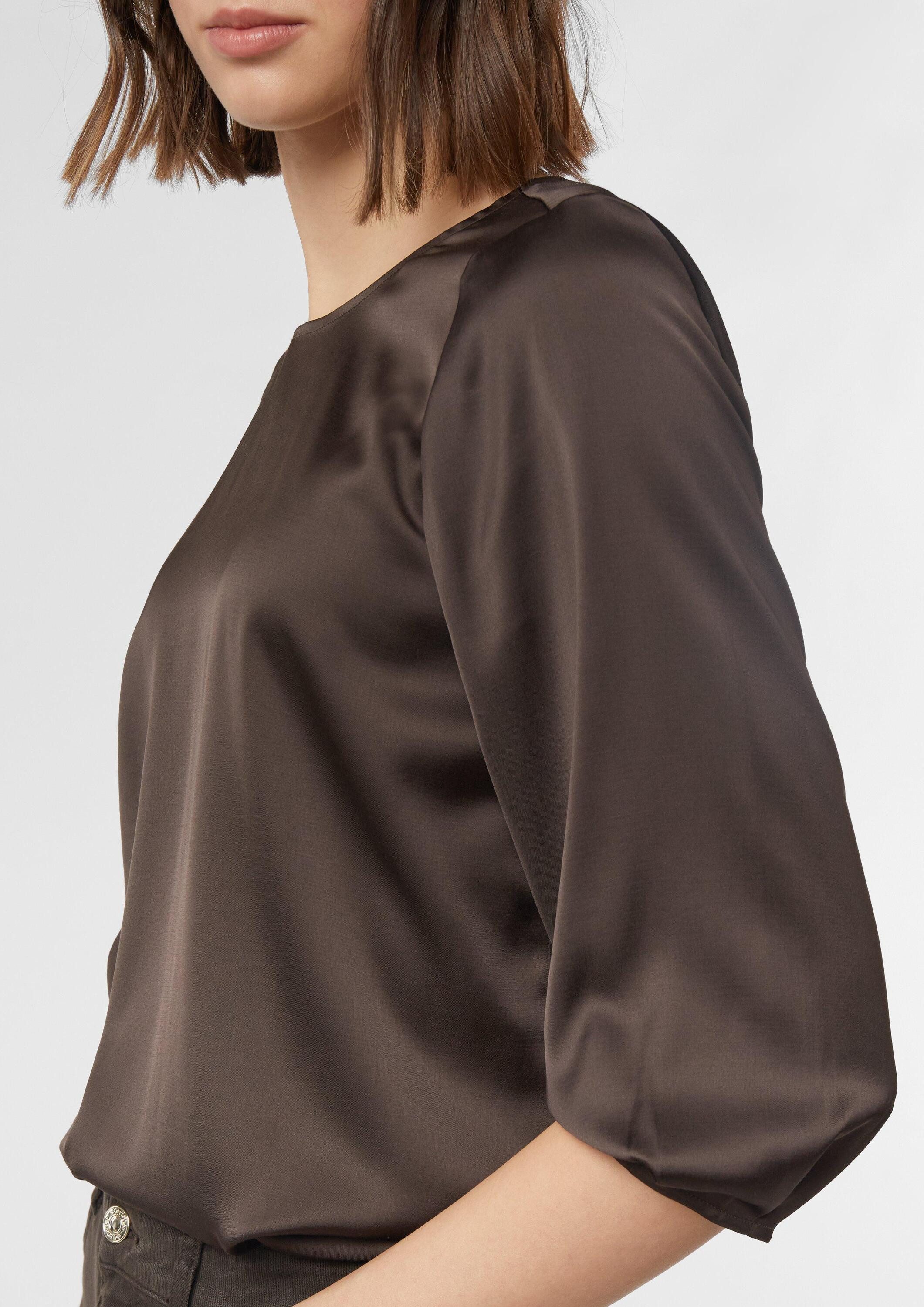 comma Kurzarmbluse Bluse Satinbluse mit 3/4-Ärmeln