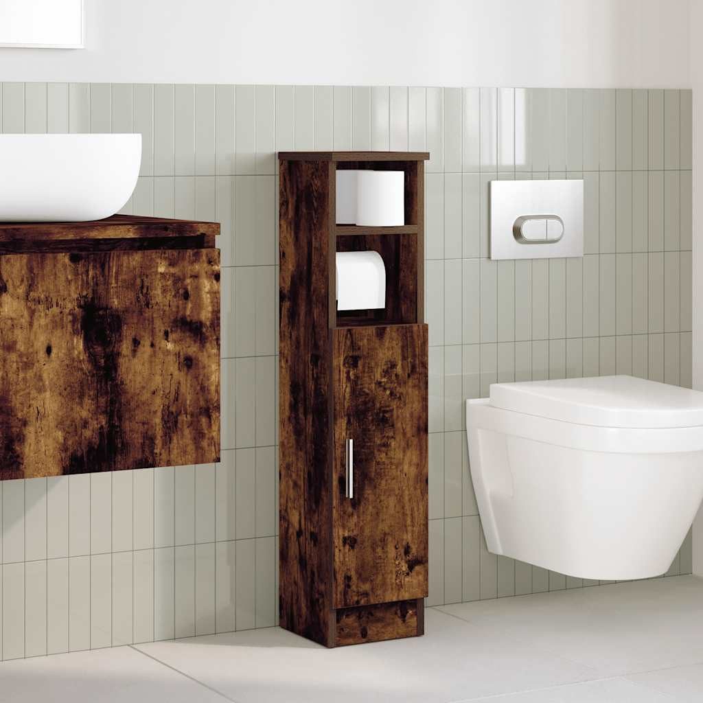 vidaXL Badezimmer-Set Badezimmerschrank mit Rollenhalter Räuchereiche günstig online kaufen