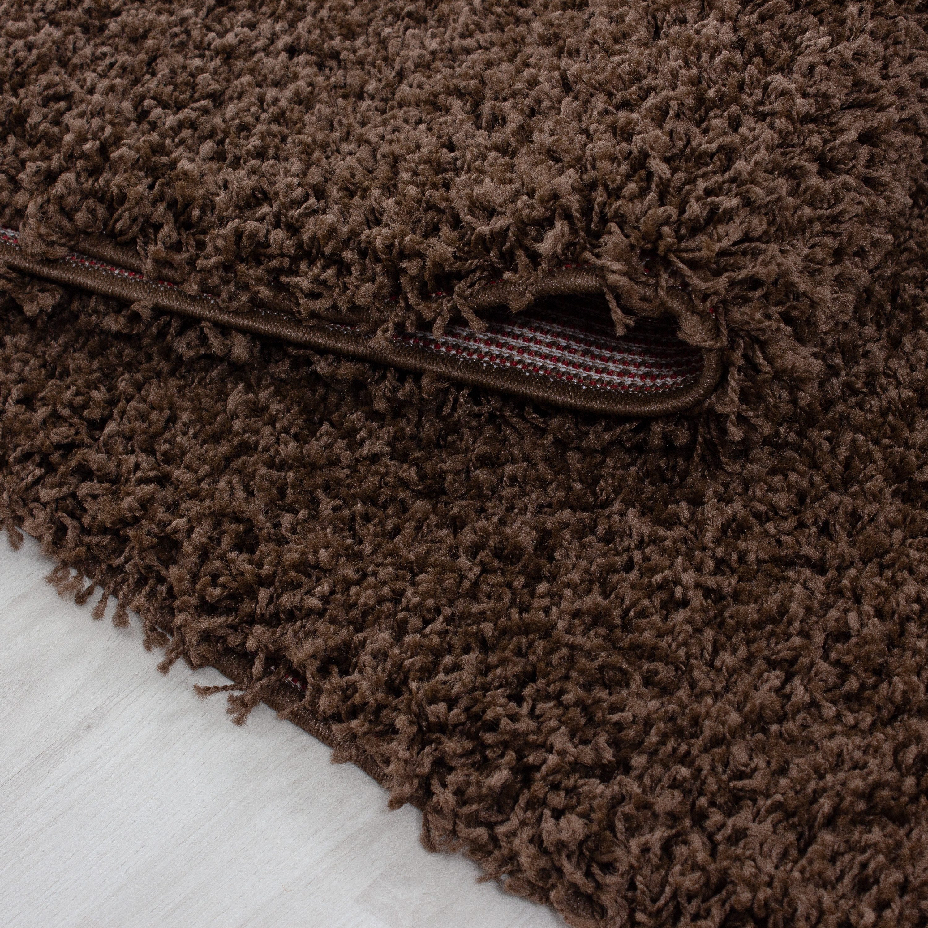 KADIMA DESIGN Teppich RHEIN Shaggy Langflor Wohnzimmer Schlafzimmer Waschbar Esszimmer, Läufer, Höhe: 32 mm, Braun, 60x110 cm, Wohnzimmerteppich Strapazierfähig – Bild 3 von 4