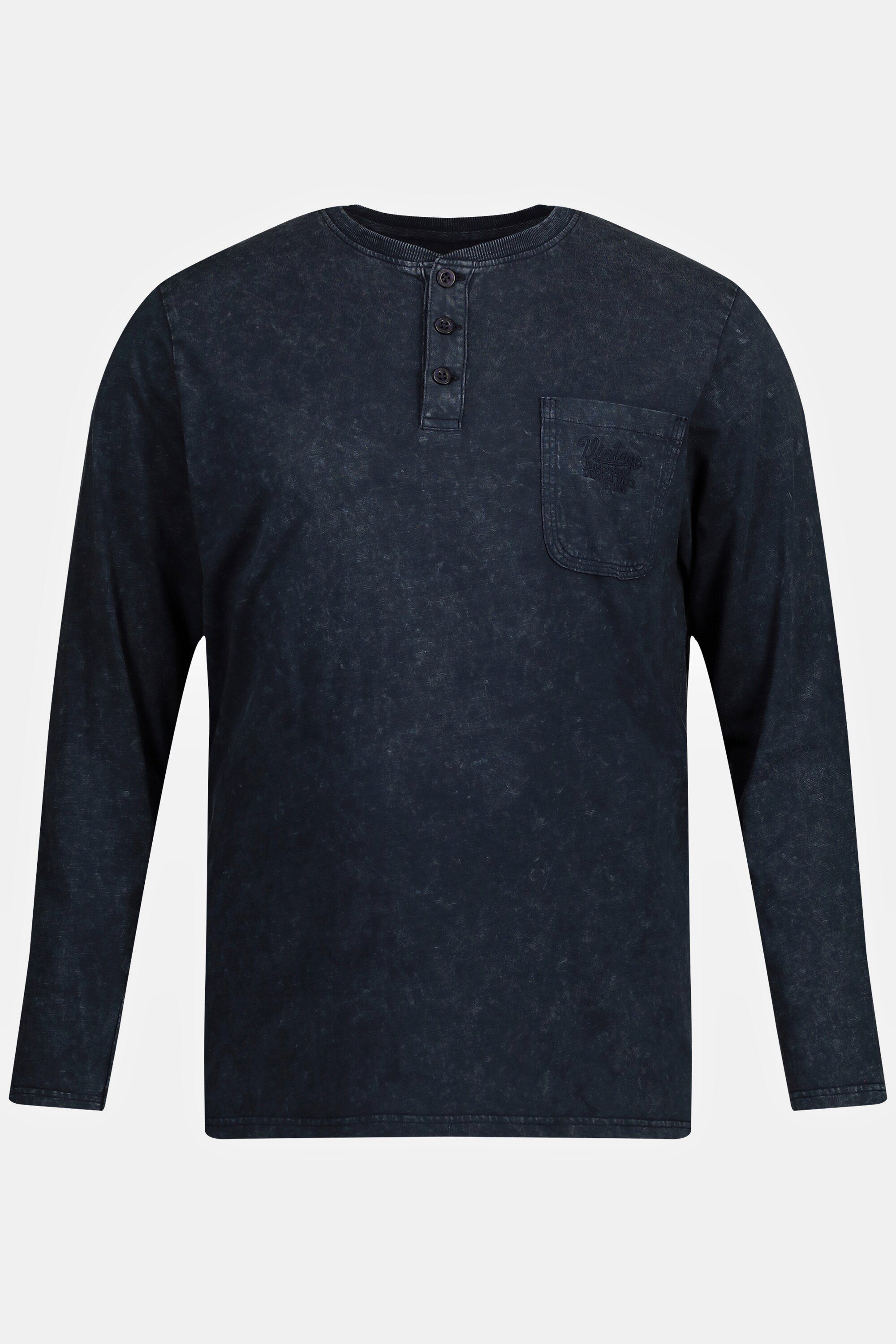 navy blau Flammjersey Langarm T-Shirt Knopfleiste JP1880 Henley
